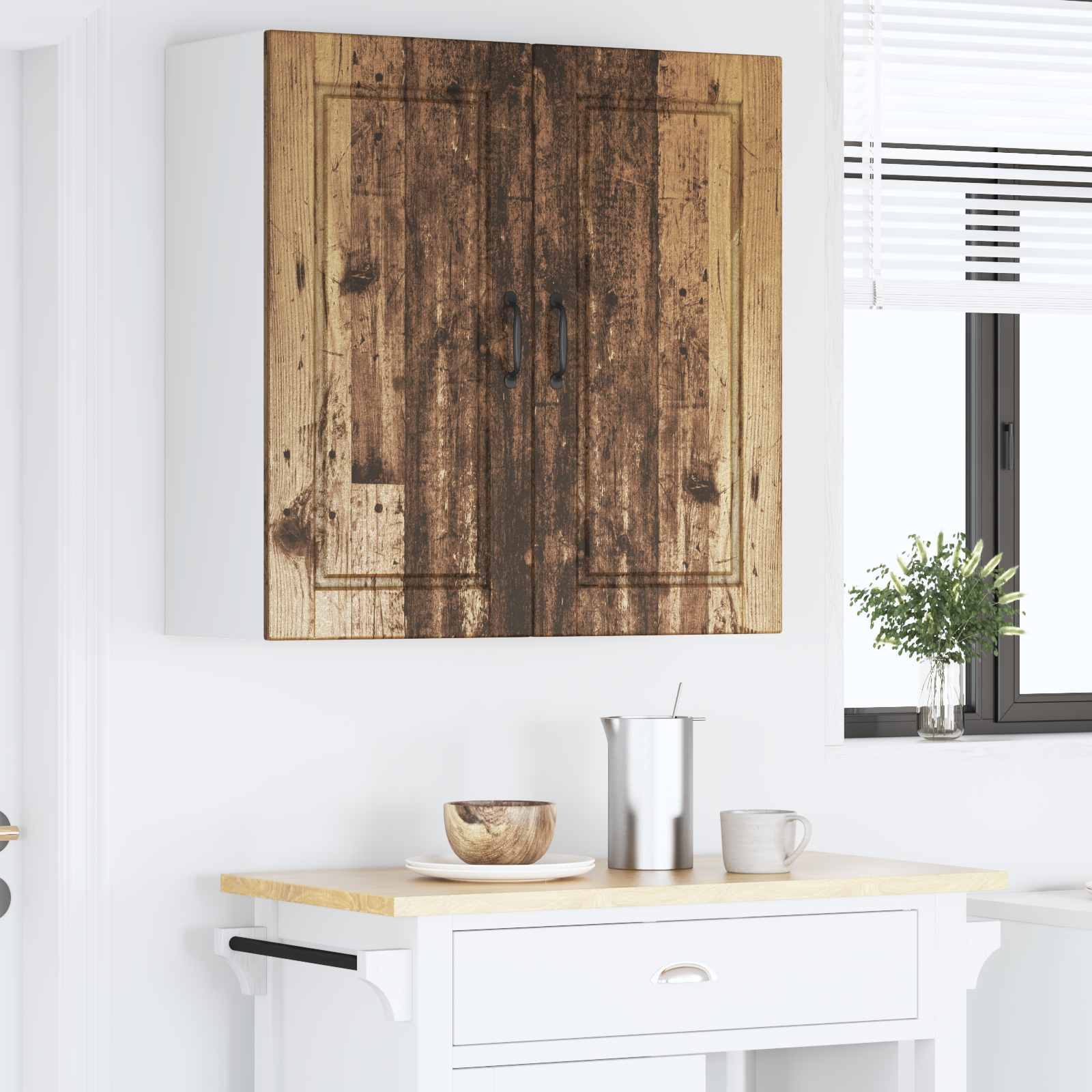Keukenkast met plank Oudhout 80 x 31 x 80 cm Bewerkt hout is nu te koop bij PeponiXL, paradijselijk wonen!