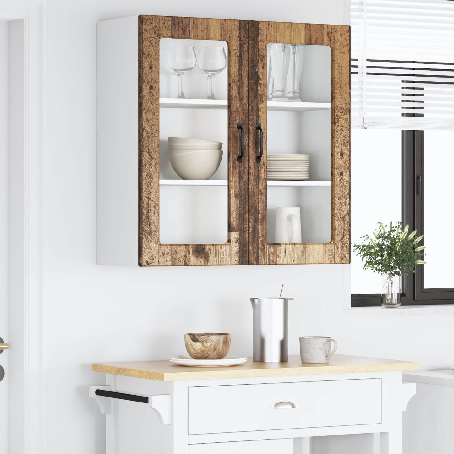 Vaatwasserpaneel met plank Oudhout 80 x 31 x 80 cm Bewerkt hout is nu te koop bij PeponiXL, paradijselijk wonen!