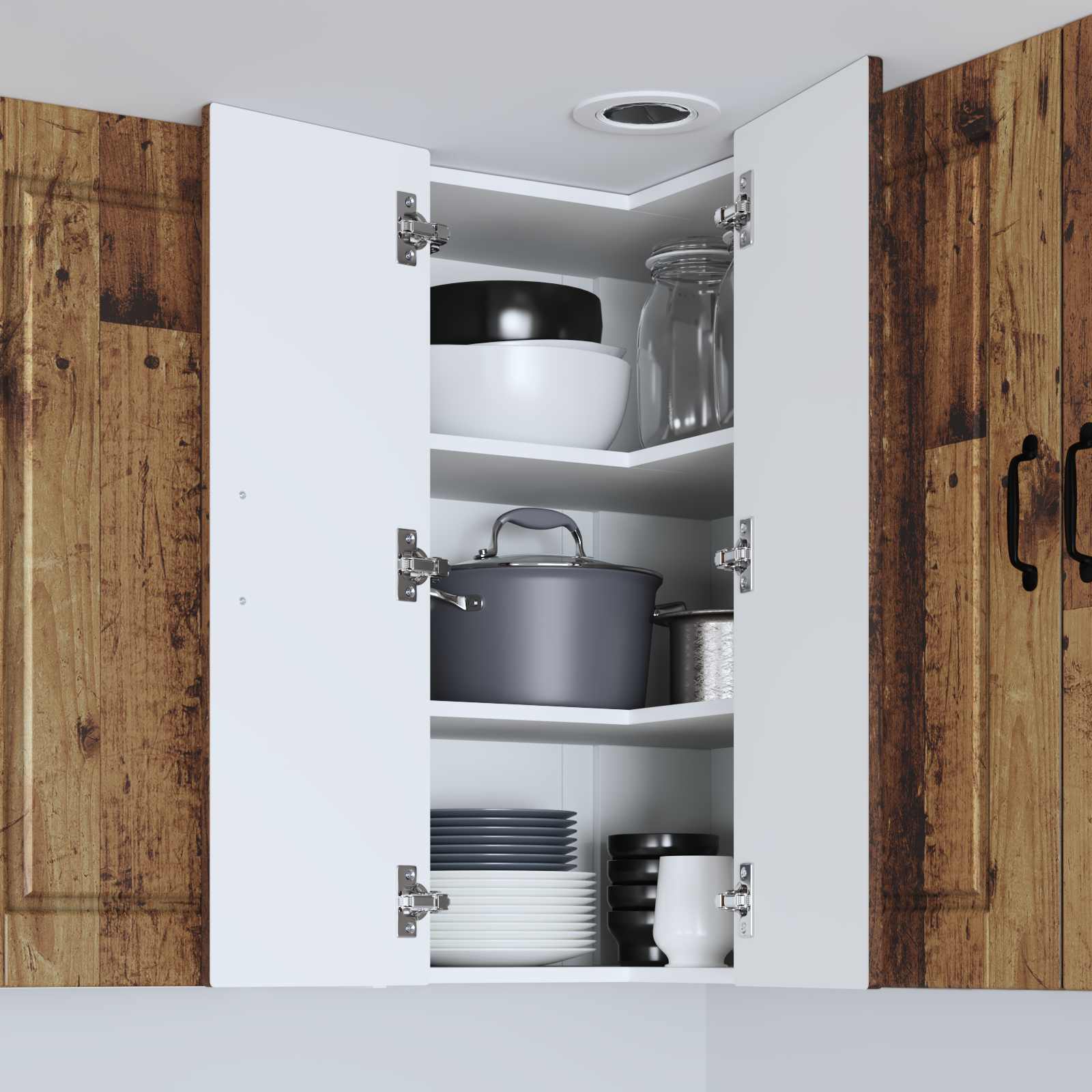 Keukenkast met plank Oudhout 57 x 57 x 80 cm Bewerkt hout is nu te koop bij PeponiXL, paradijselijk wonen!