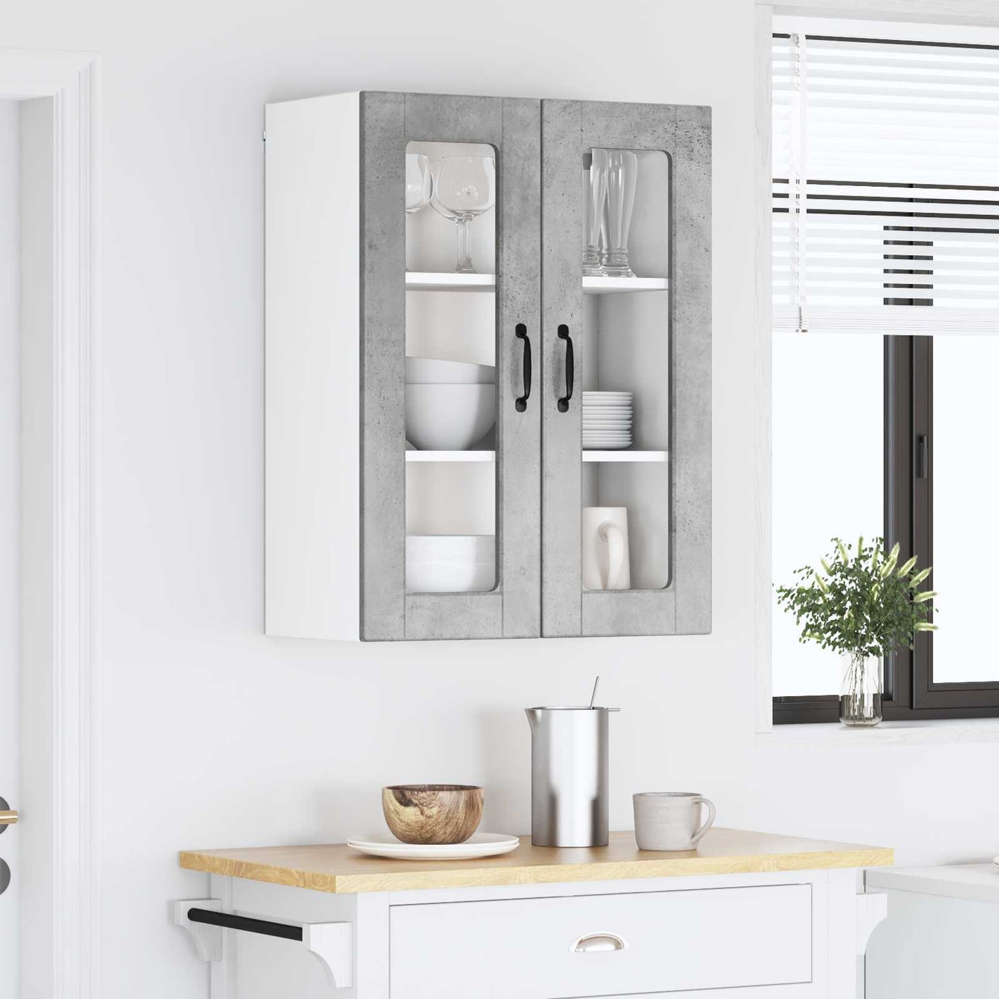 Keukenkast met plank Beton Grijs 60 x 31 x 80 cm Bewerkt hout is nu te koop bij PeponiXL, paradijselijk wonen!