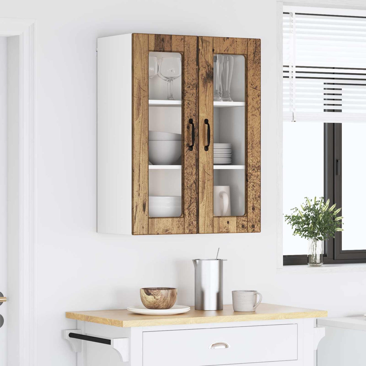 Vaatwasserpaneel met plank Oudhout 60 x 31 x 80 cm Bewerkt hout is nu te koop bij PeponiXL, paradijselijk wonen!