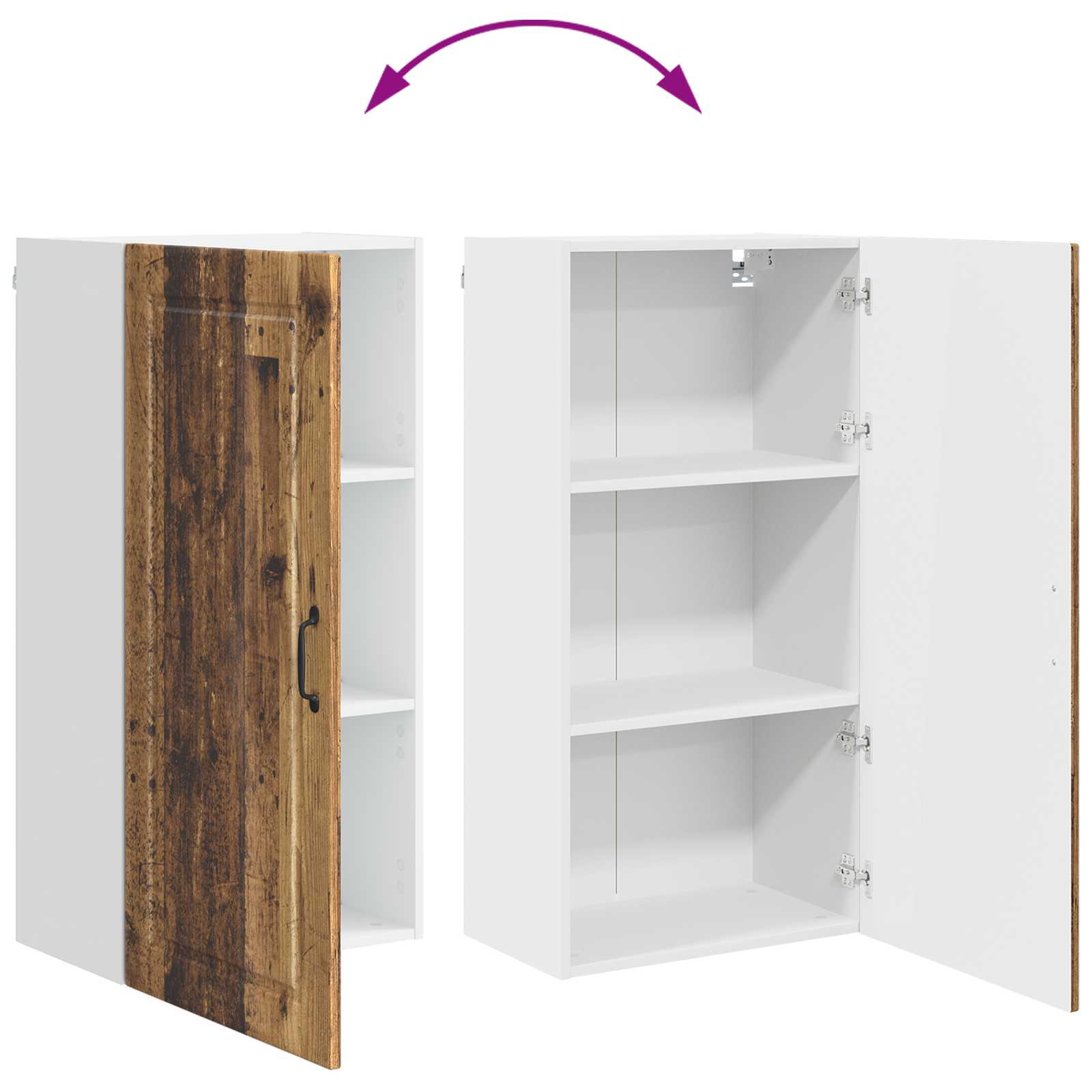 Keukenkast met plank Oudhout 50 x 31 x 100 cm Bewerkt hout is nu te koop bij PeponiXL, paradijselijk wonen!