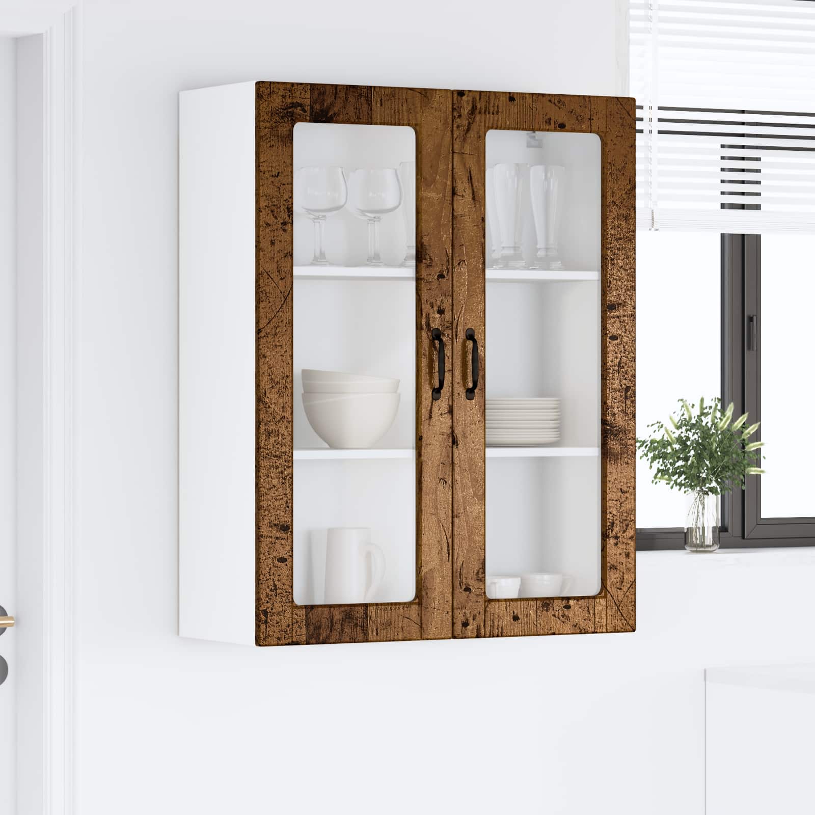 Keukenkast met plank Oudhout 80 x 31 x 100 cm Bewerkt hout is nu te koop bij PeponiXL, paradijselijk wonen!