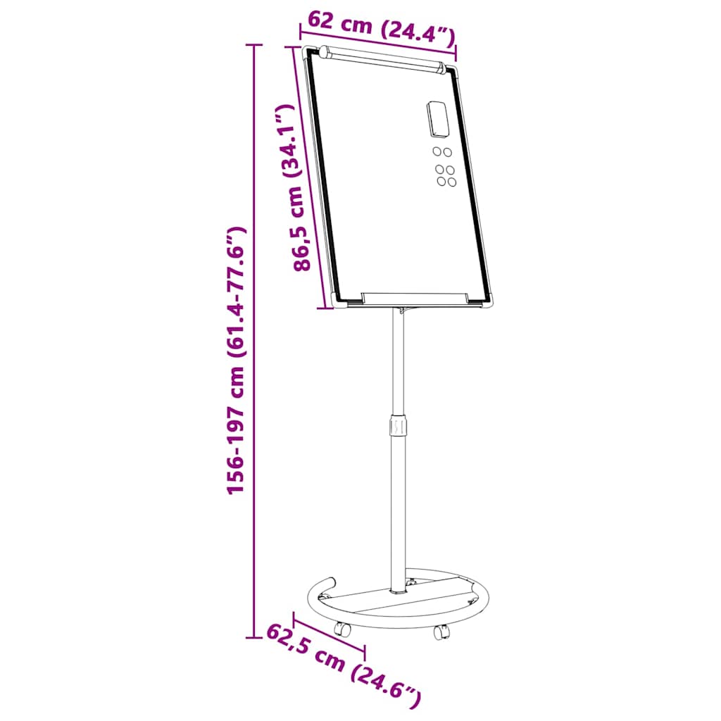Magnetisch whiteboard Grijs en Wit 62 x 62,5 x 197 cm EPS is nu te koop bij PeponiXL, paradijselijk wonen!
