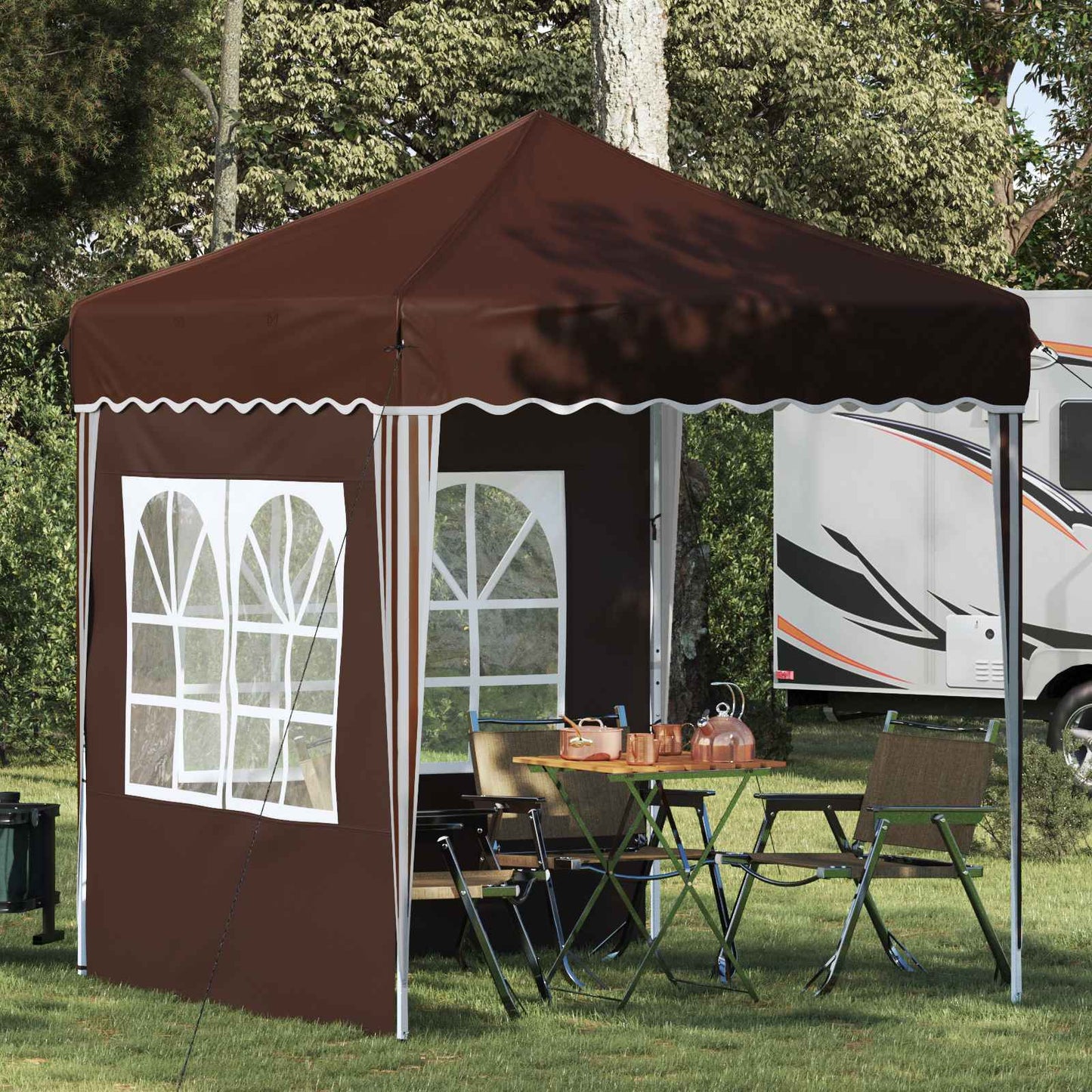 Pop-up Feesttent Bruin 195 x 195 x 245 cm Oxford Stof is nu te koop bij PeponiXL, paradijselijk wonen!