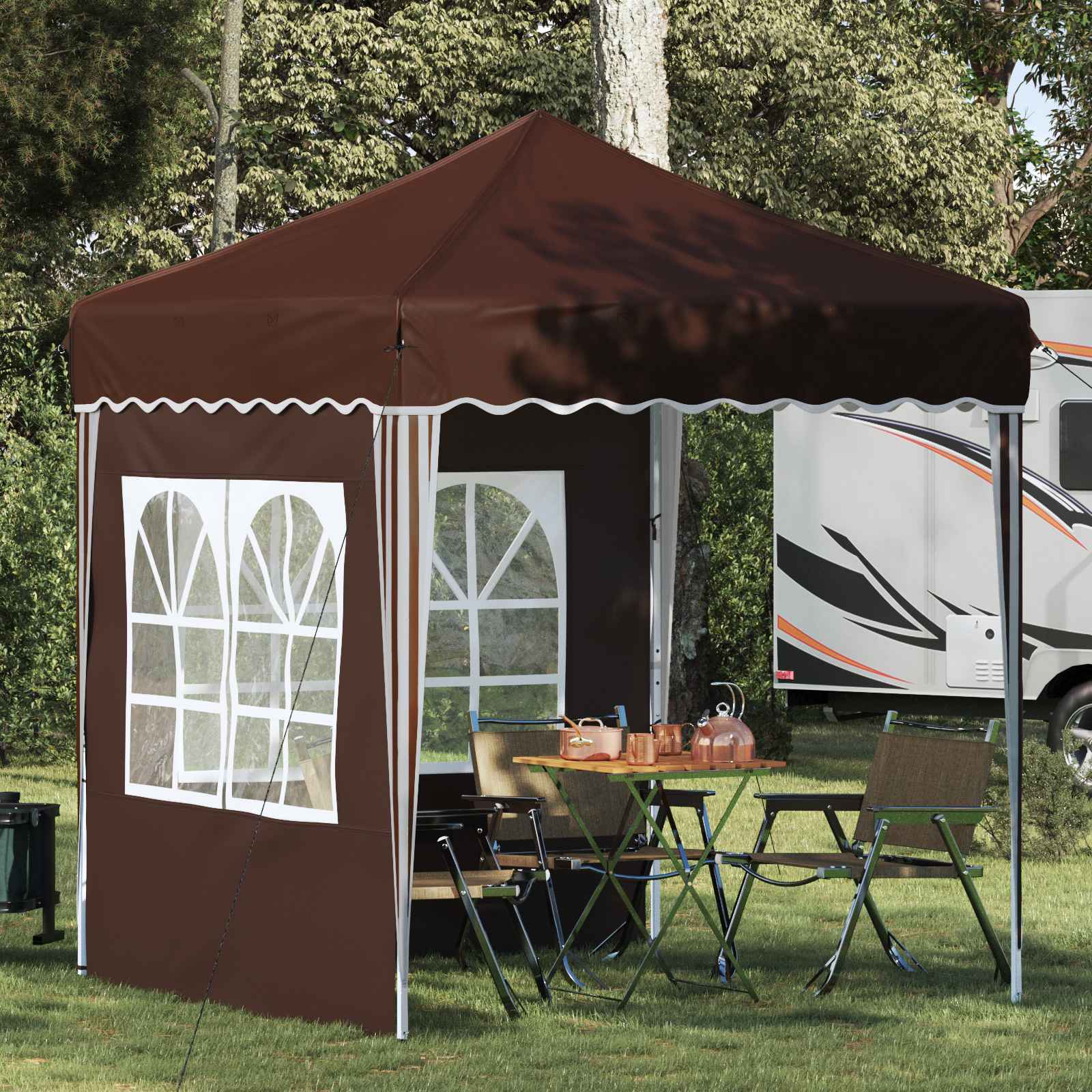 Pop-up Feesttent Bruin 195 x 195 x 245 cm Oxford Stof is nu te koop bij PeponiXL, paradijselijk wonen!