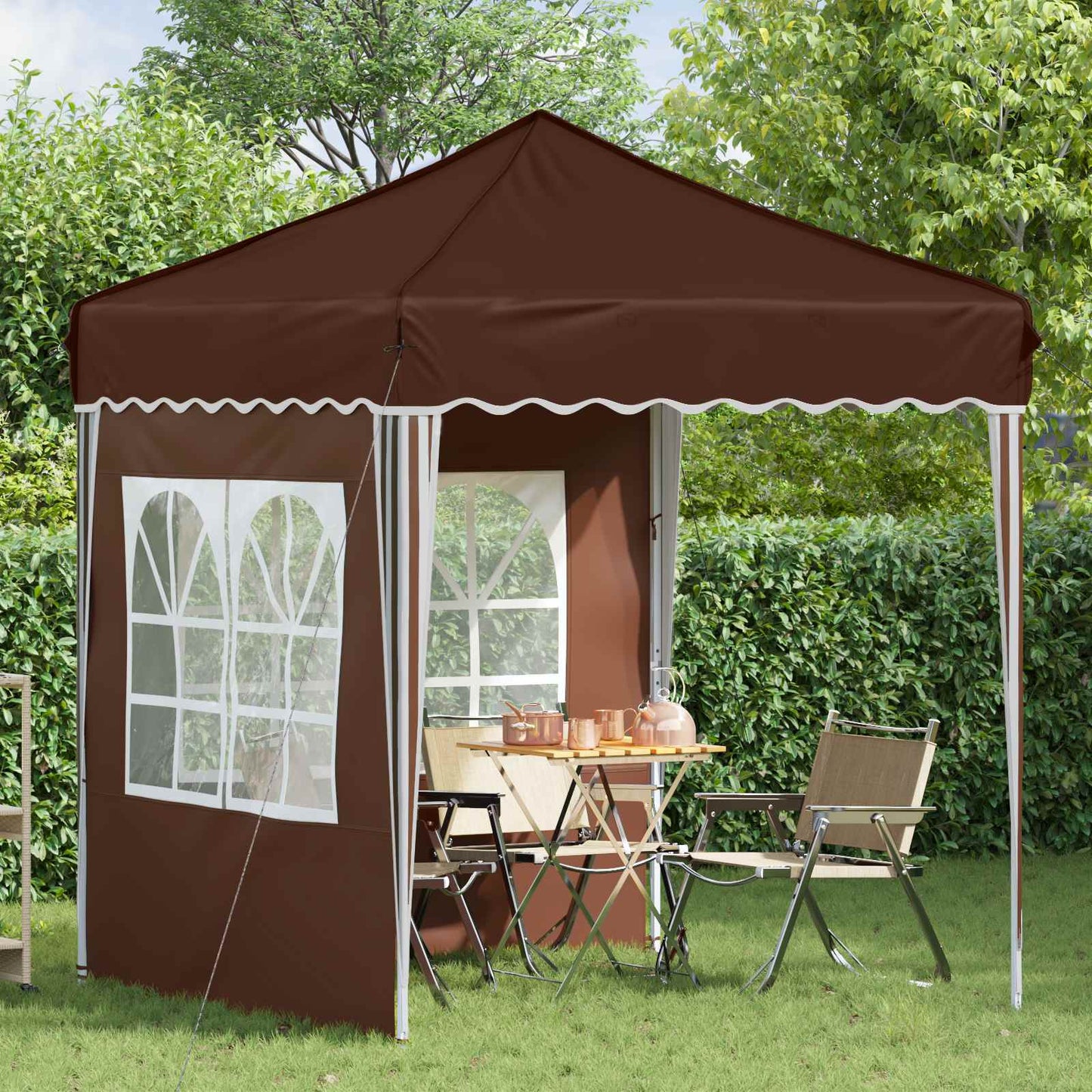 Pop-up Feesttent Bruin 195 x 195 x 245 cm Oxford Stof is nu te koop bij PeponiXL, paradijselijk wonen!