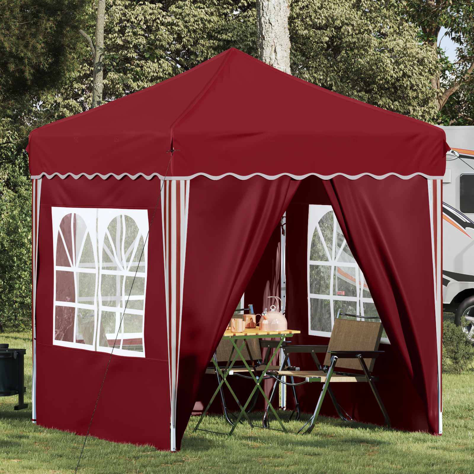 Pop-up Feesttent Bordeauxrood 195 x 195 x 245 cm Oxford Stof is nu te koop bij PeponiXL, paradijselijk wonen!