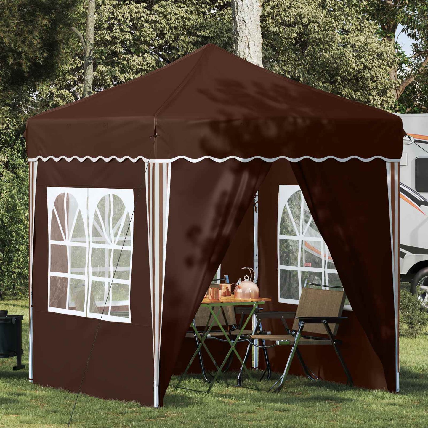 Pop-up Feesttent Bruin 195 x 195 x 245 cm Oxford Stof is nu te koop bij PeponiXL, paradijselijk wonen!