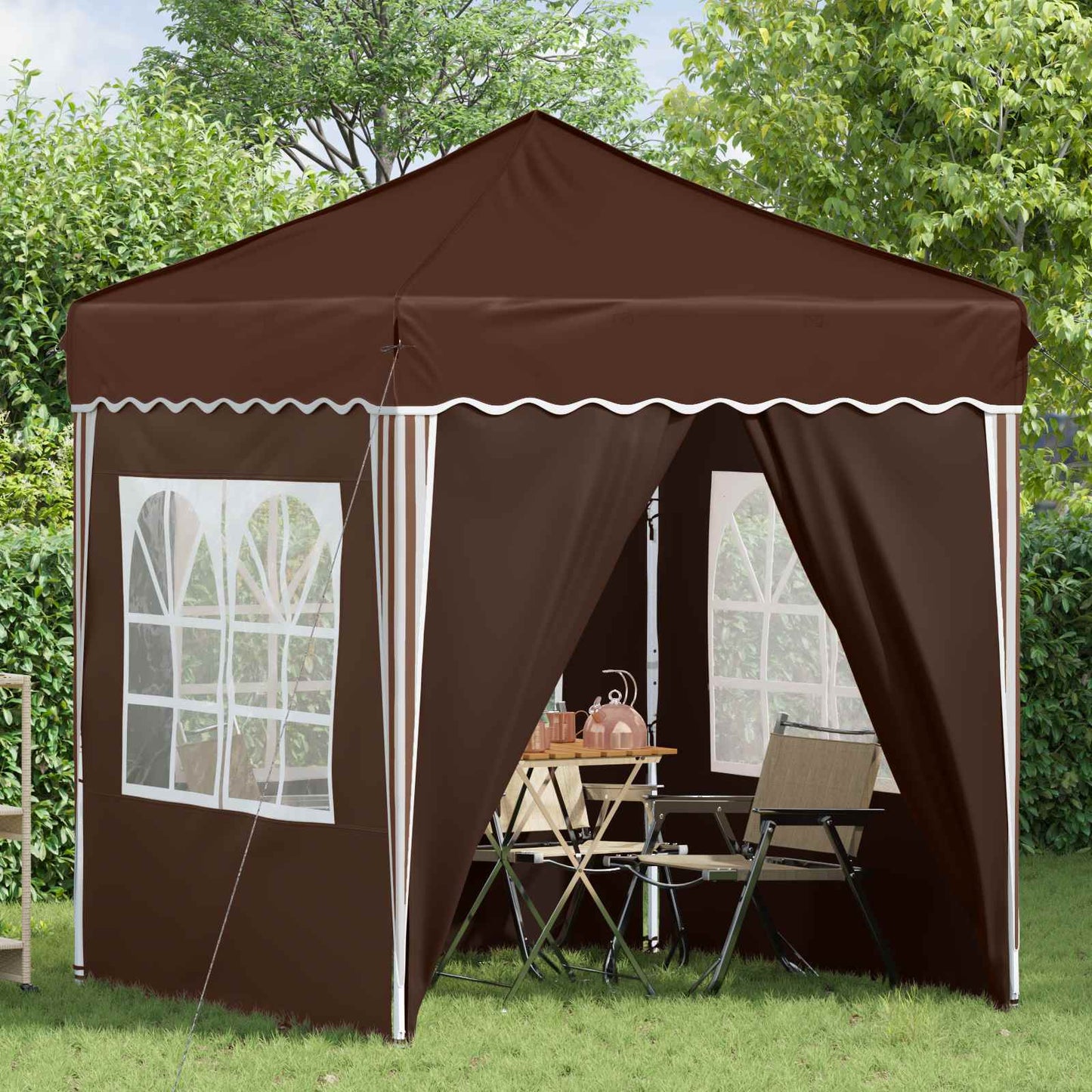 Pop-up Feesttent Bruin 195 x 195 x 245 cm Oxford Stof is nu te koop bij PeponiXL, paradijselijk wonen!