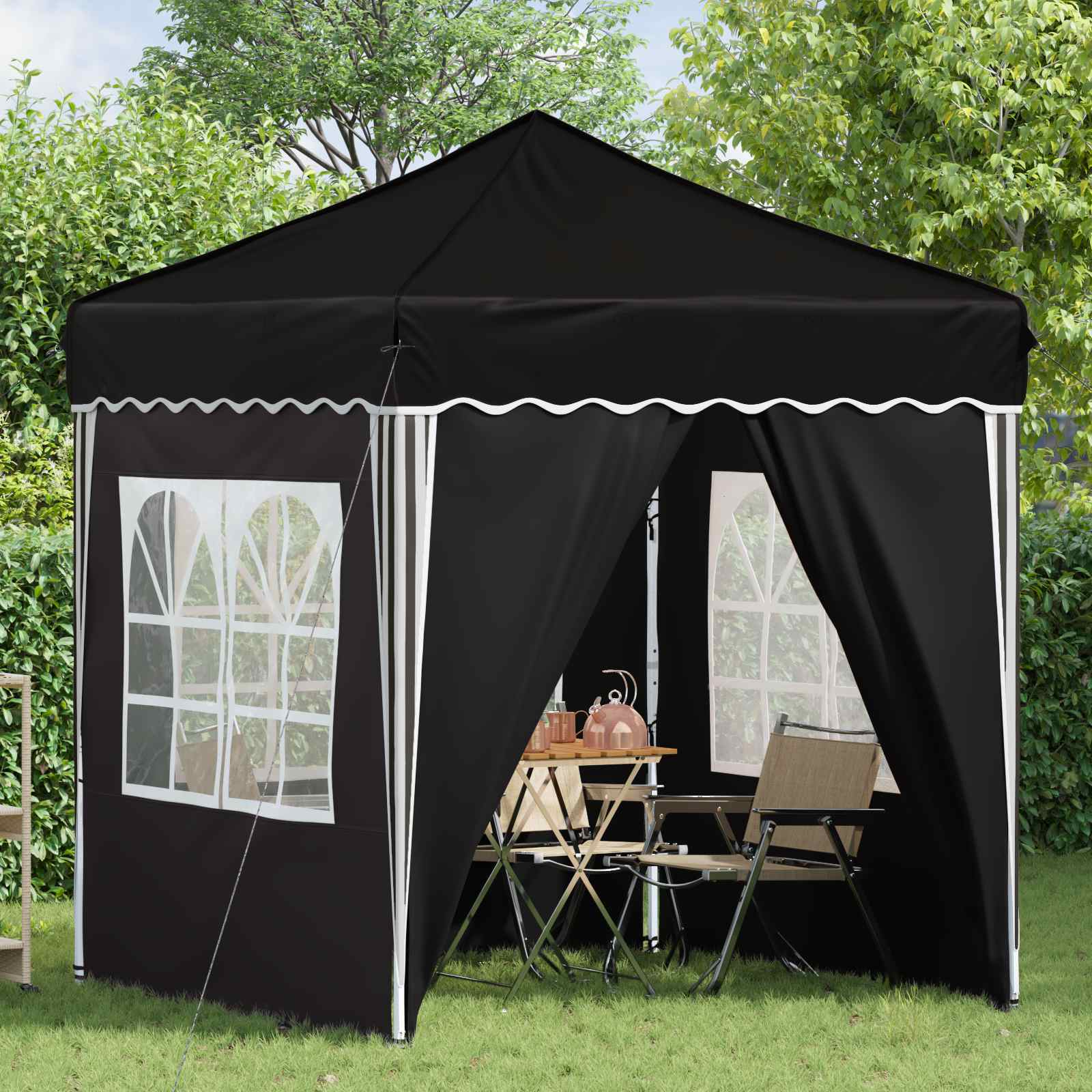 Pop-up Feesttent Zwart 195 x 195 x 245 cm Oxford Stof is nu te koop bij PeponiXL, paradijselijk wonen!