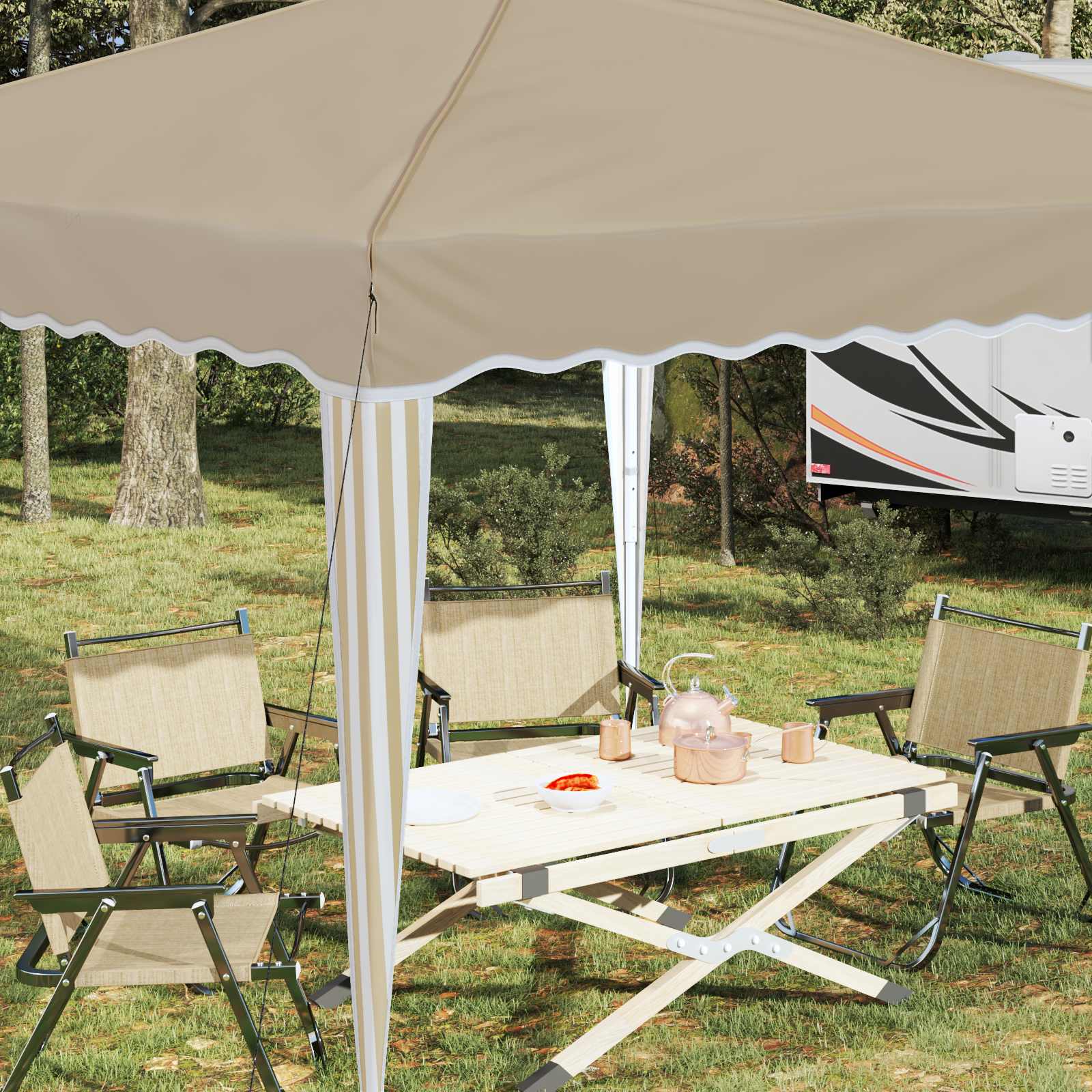 Pop-up Feesttent Crème 288 x 288 x 245 cm Oxford Stof is nu te koop bij PeponiXL, paradijselijk wonen!