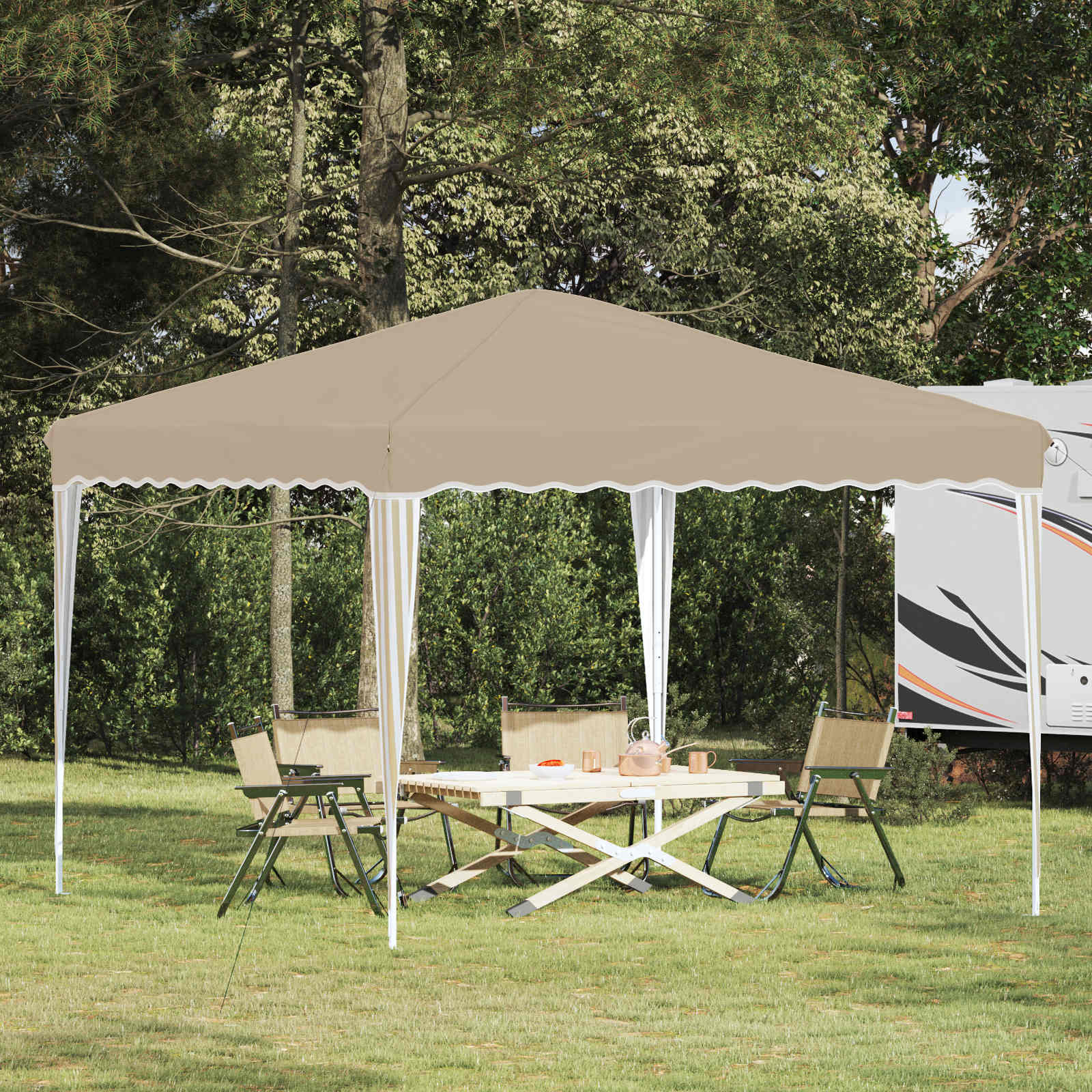 Pop-up Feesttent Crème 288 x 288 x 245 cm Oxford Stof is nu te koop bij PeponiXL, paradijselijk wonen!