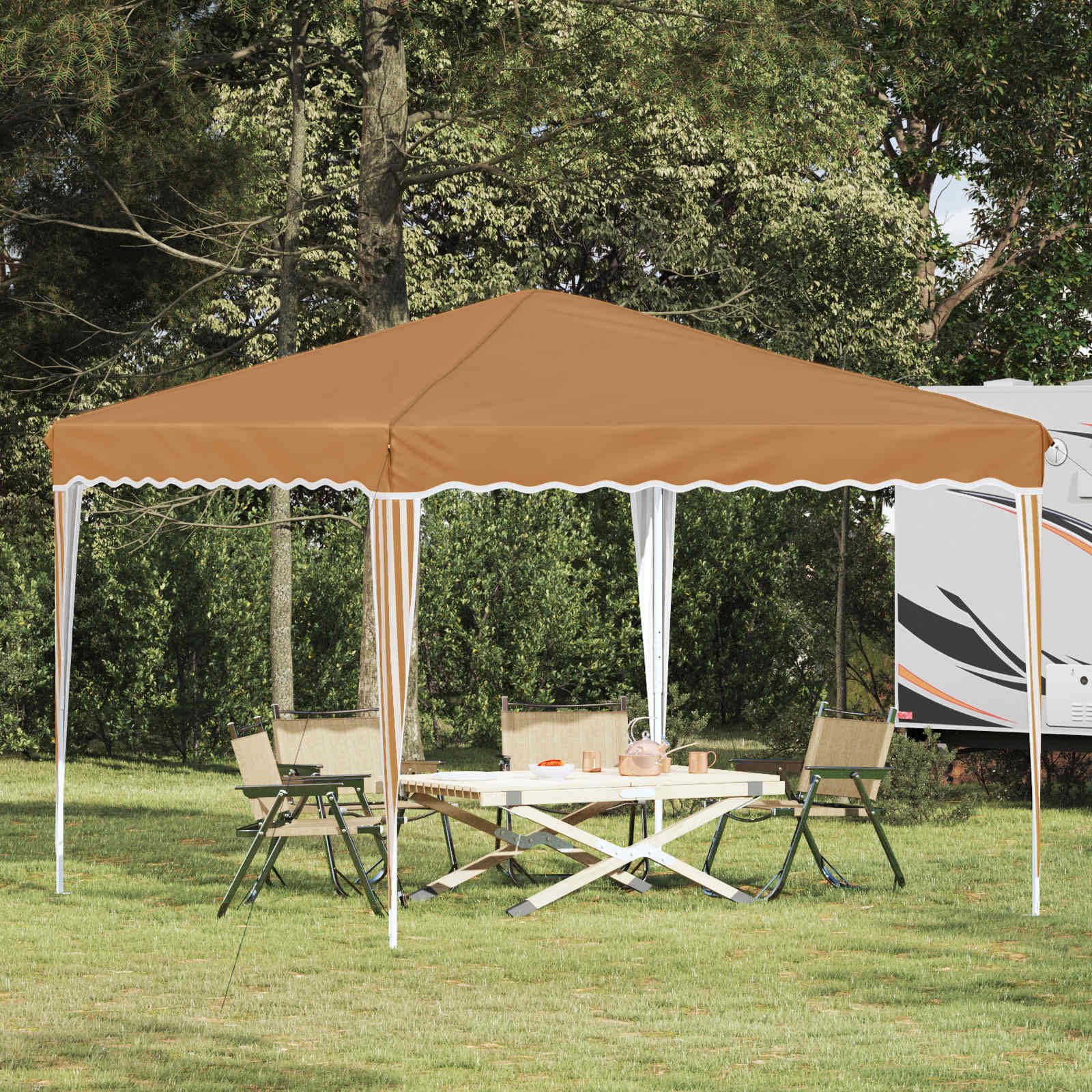 Pop-up Feesttent Beige 288 x 288 x 245 cm Oxford Stof is nu te koop bij PeponiXL, paradijselijk wonen!