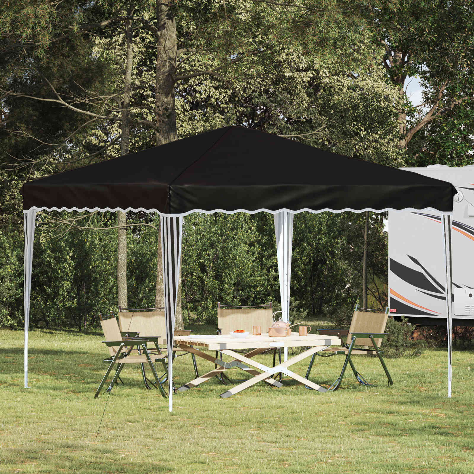 Pop-up Feesttent Zwart 288 x 288 x 245 cm Oxford Stof is nu te koop bij PeponiXL, paradijselijk wonen!