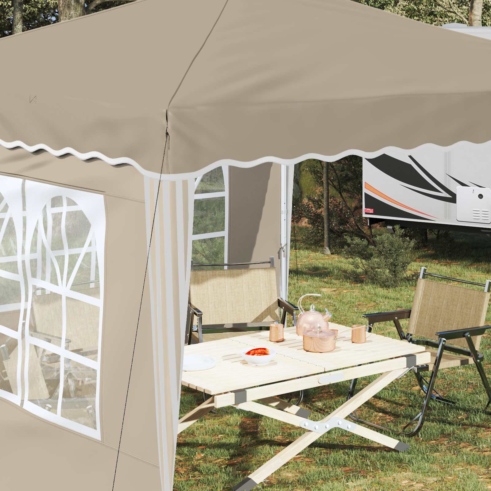 Pop-up Feesttent Crème 288 x 288 x 245 cm Oxford Stof is nu te koop bij PeponiXL, paradijselijk wonen!