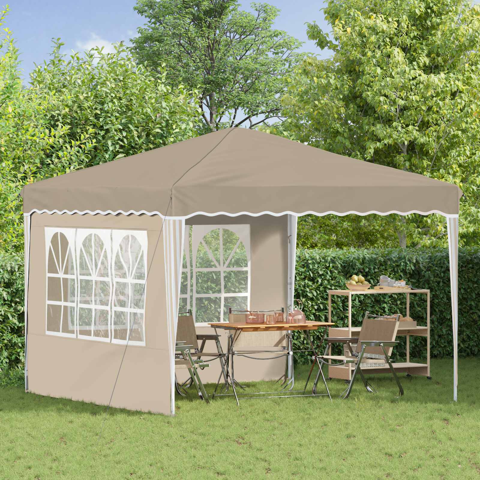Pop-up Feesttent Crème 288 x 288 x 245 cm Oxford Stof is nu te koop bij PeponiXL, paradijselijk wonen!