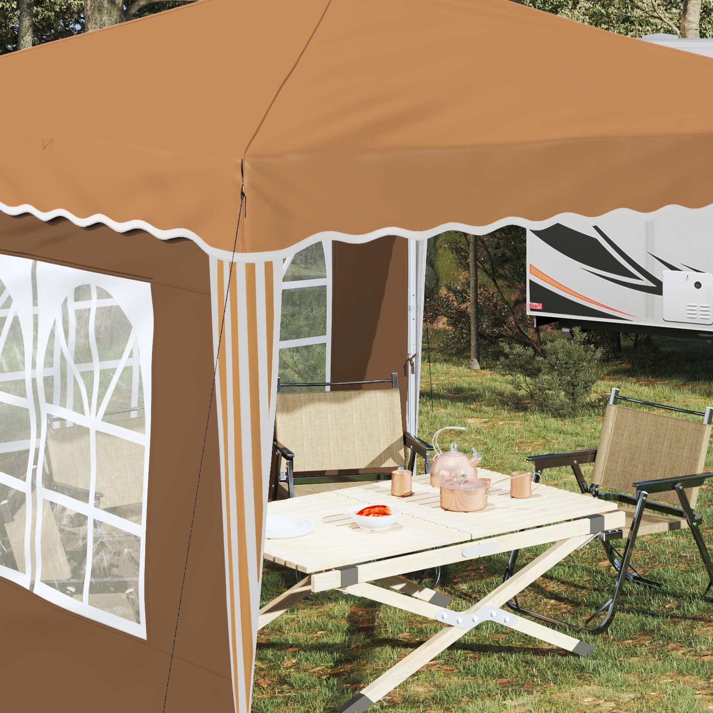 Pop-up Feesttent Beige 288 x 288 x 245 cm Oxford Stof is nu te koop bij PeponiXL, paradijselijk wonen!