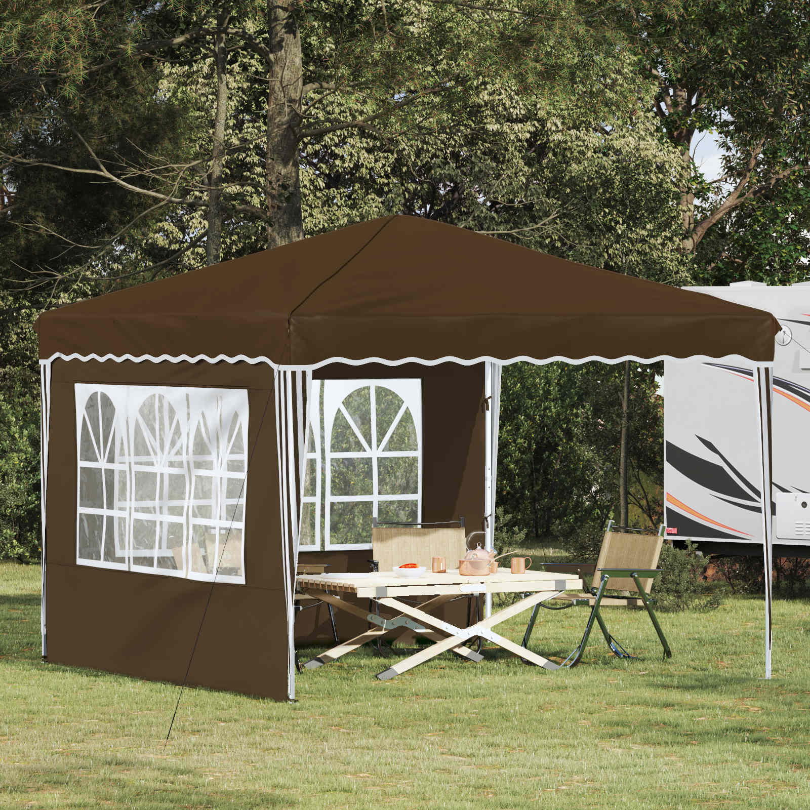 Pop-up Feesttent Taupe 288 x 288 x 245 cm Oxford Stof is nu te koop bij PeponiXL, paradijselijk wonen!