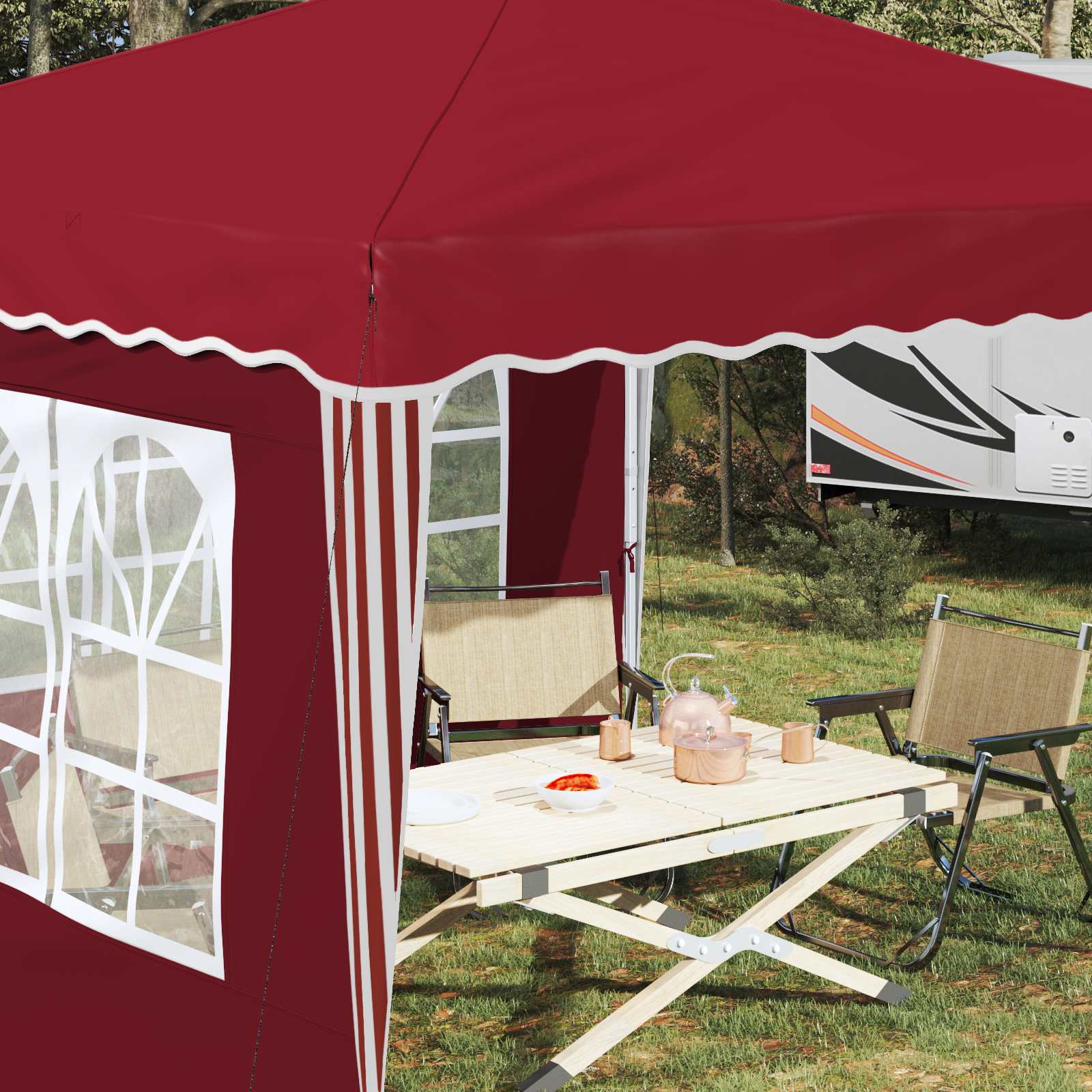 Pop-up Feesttent Bordeauxrood 288 x 288 x 245 cm Oxford Stof is nu te koop bij PeponiXL, paradijselijk wonen!