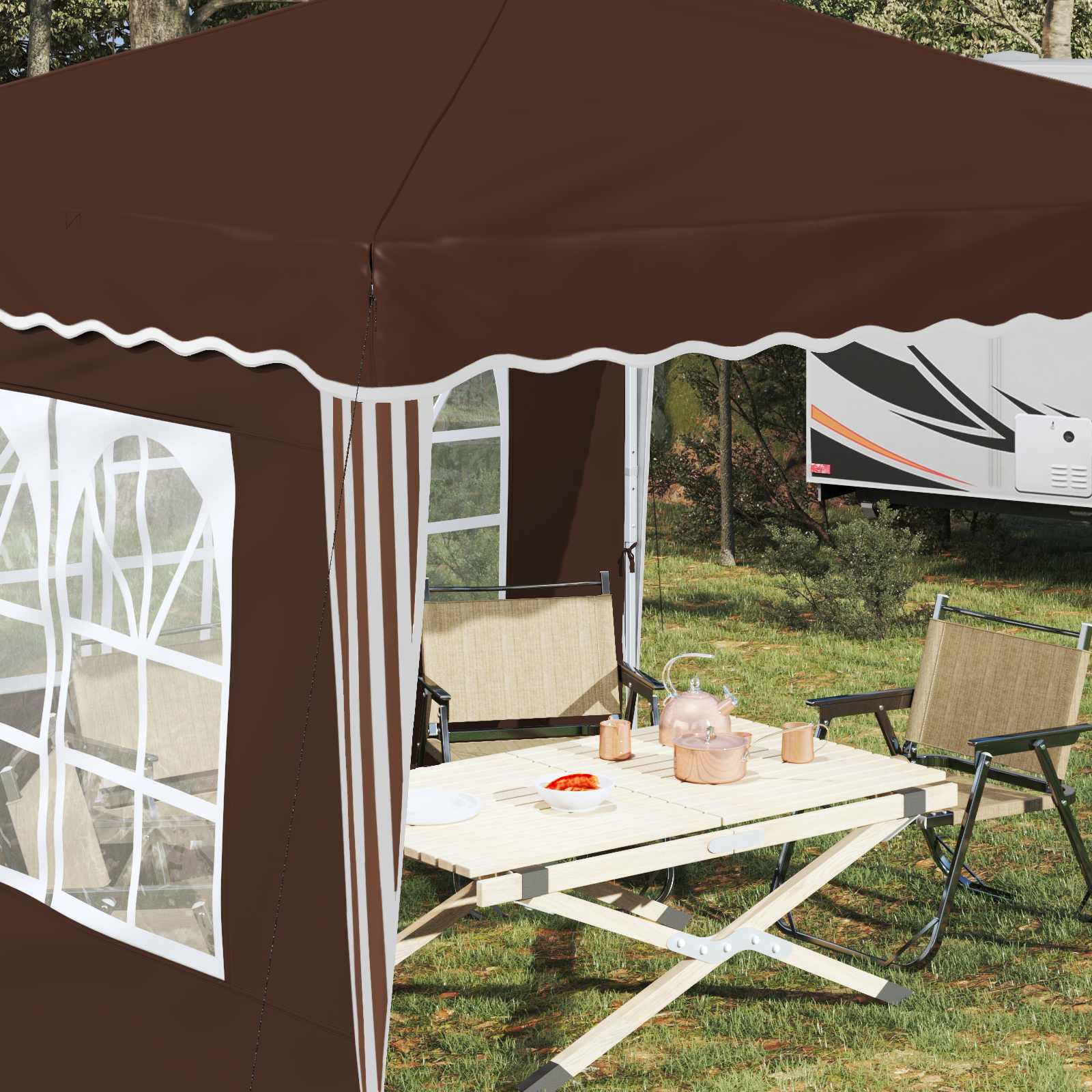 Pop-up Feesttent Bruin 288 x 288 x 245 cm Oxford Stof is nu te koop bij PeponiXL, paradijselijk wonen!