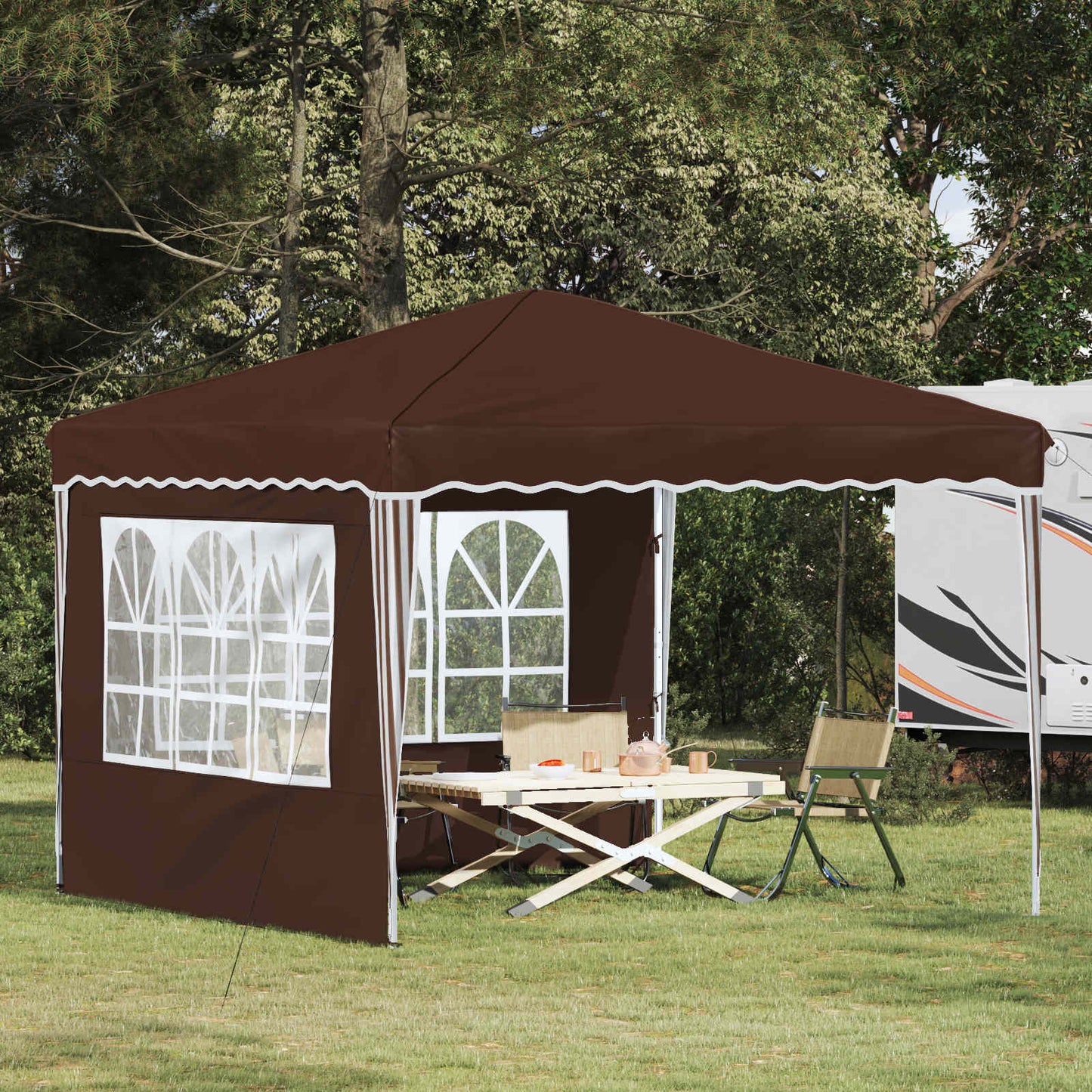 Pop-up Feesttent Bruin 288 x 288 x 245 cm Oxford Stof is nu te koop bij PeponiXL, paradijselijk wonen!
