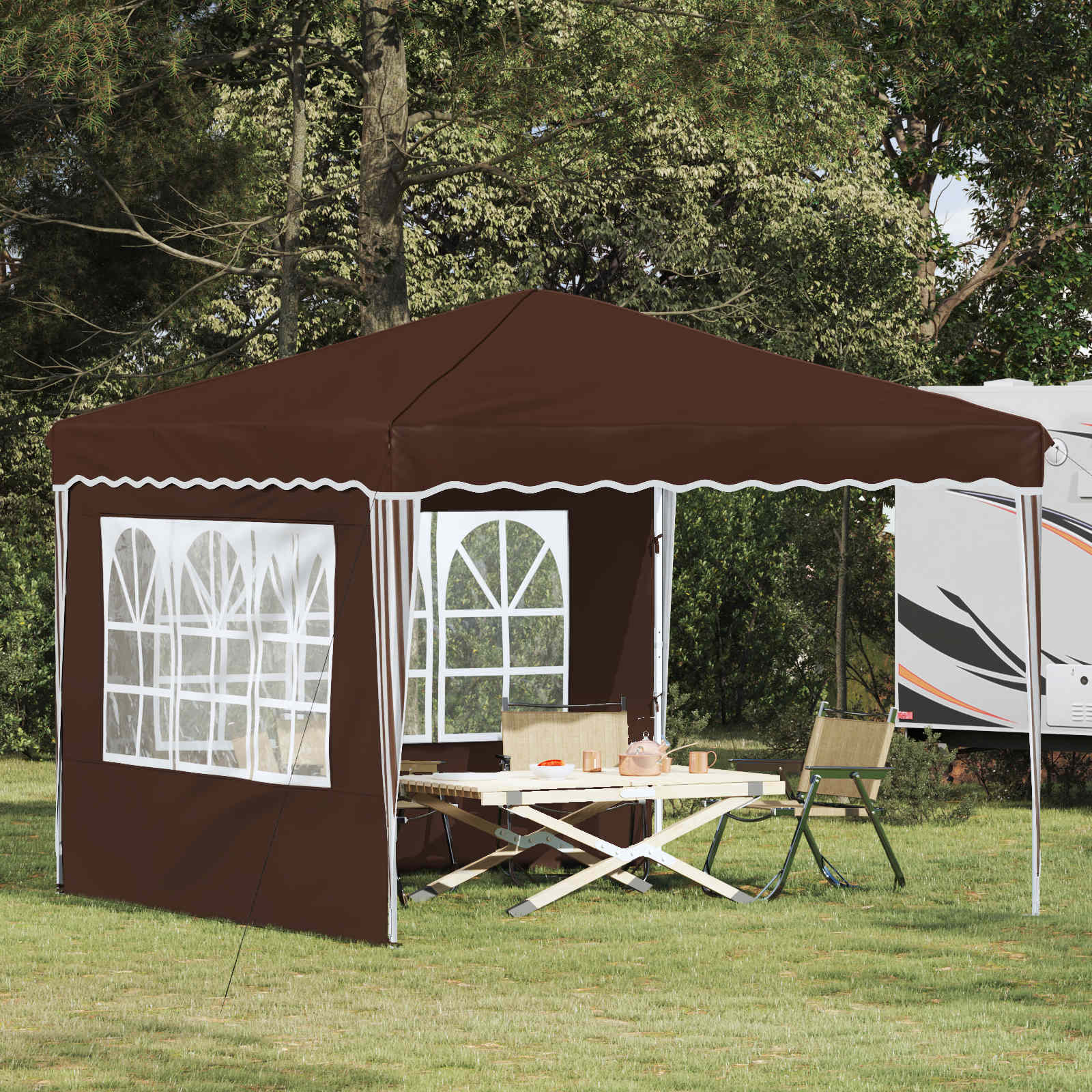 Pop-up Feesttent Bruin 288 x 288 x 245 cm Oxford Stof is nu te koop bij PeponiXL, paradijselijk wonen!