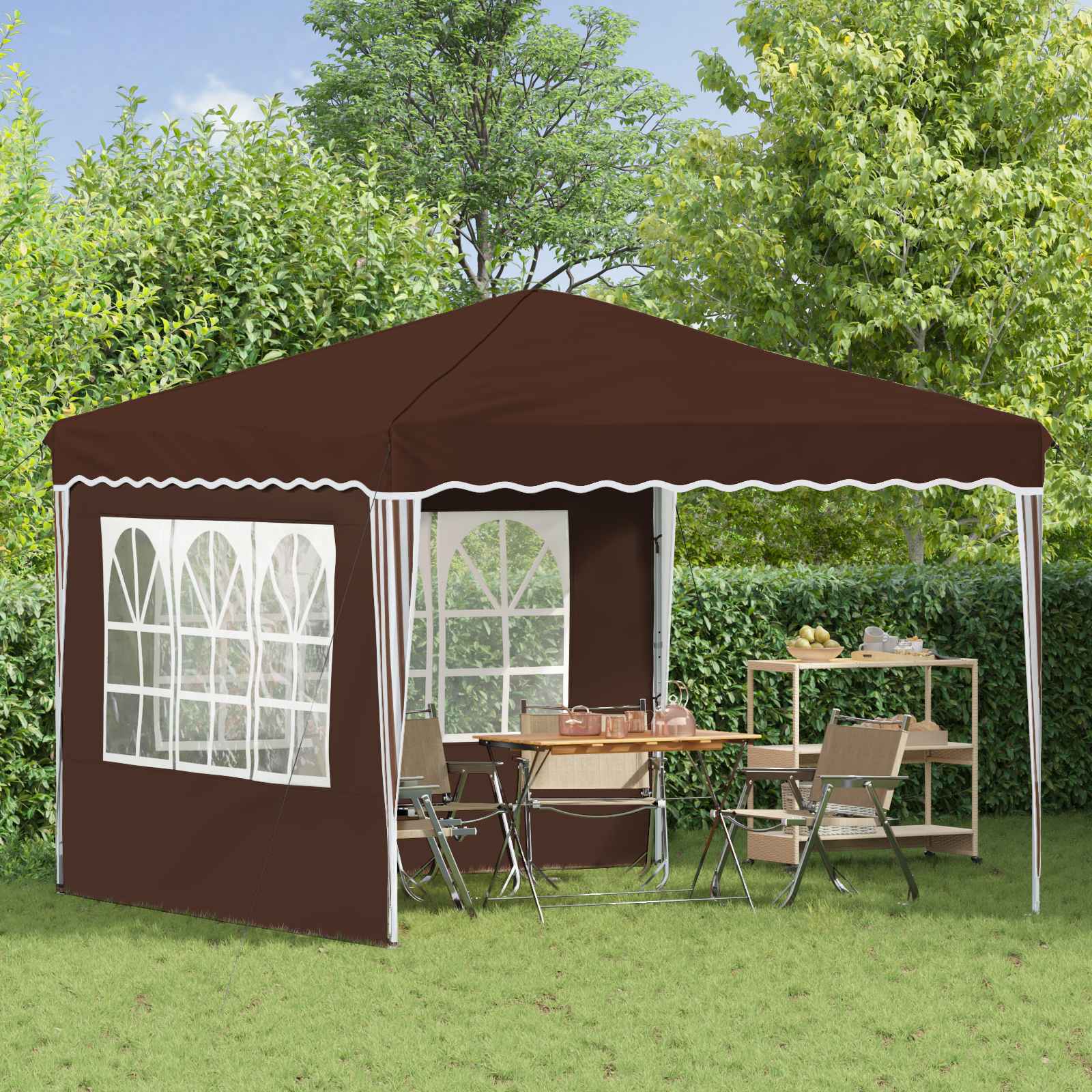 Pop-up Feesttent Bruin 288 x 288 x 245 cm Oxford Stof is nu te koop bij PeponiXL, paradijselijk wonen!