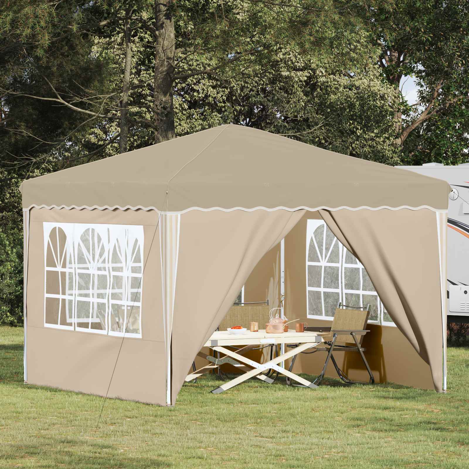 Pop-up Feesttent Crème 288 x 288 x 245 cm Oxford Stof is nu te koop bij PeponiXL, paradijselijk wonen!