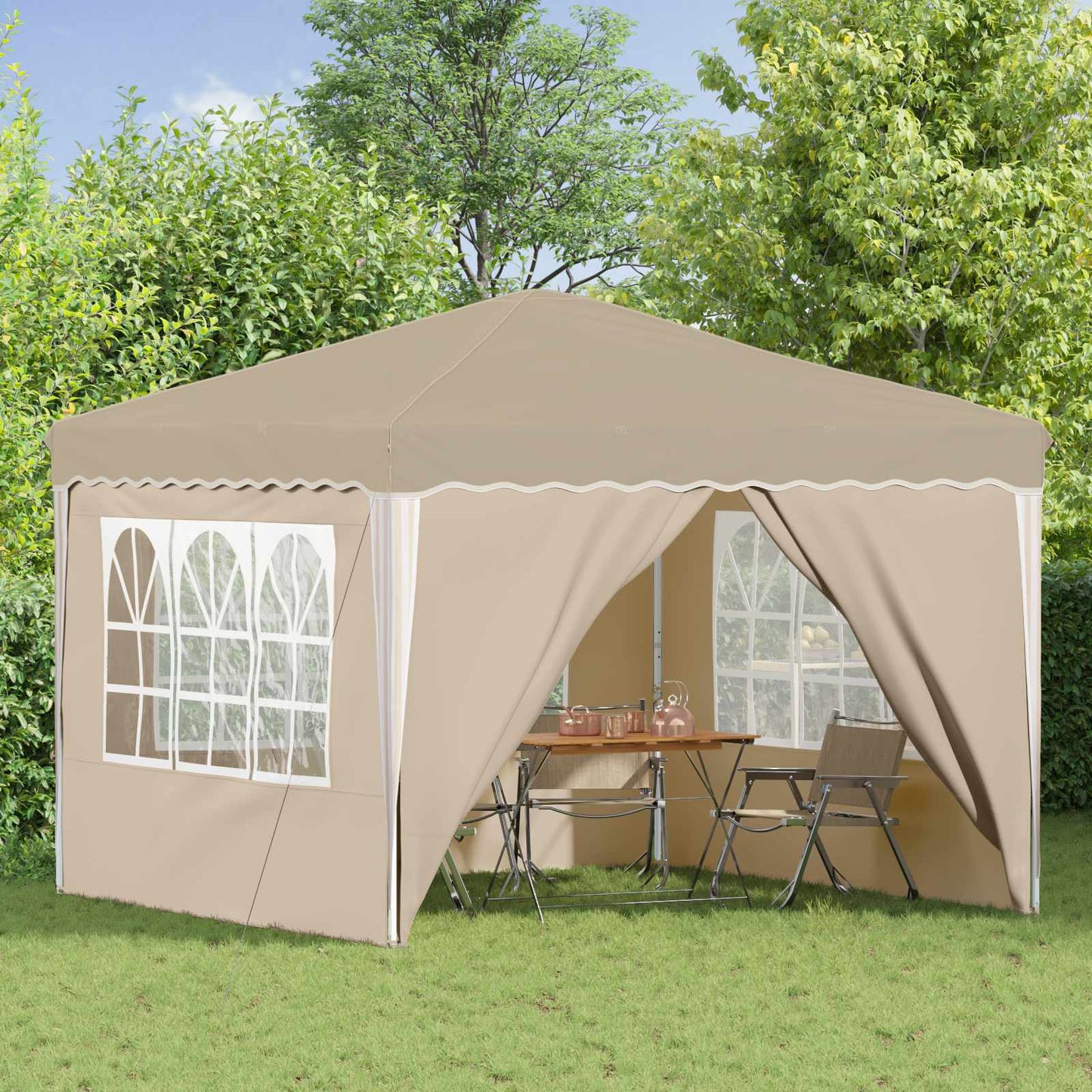 Pop-up Feesttent Crème 288 x 288 x 245 cm Oxford Stof is nu te koop bij PeponiXL, paradijselijk wonen!