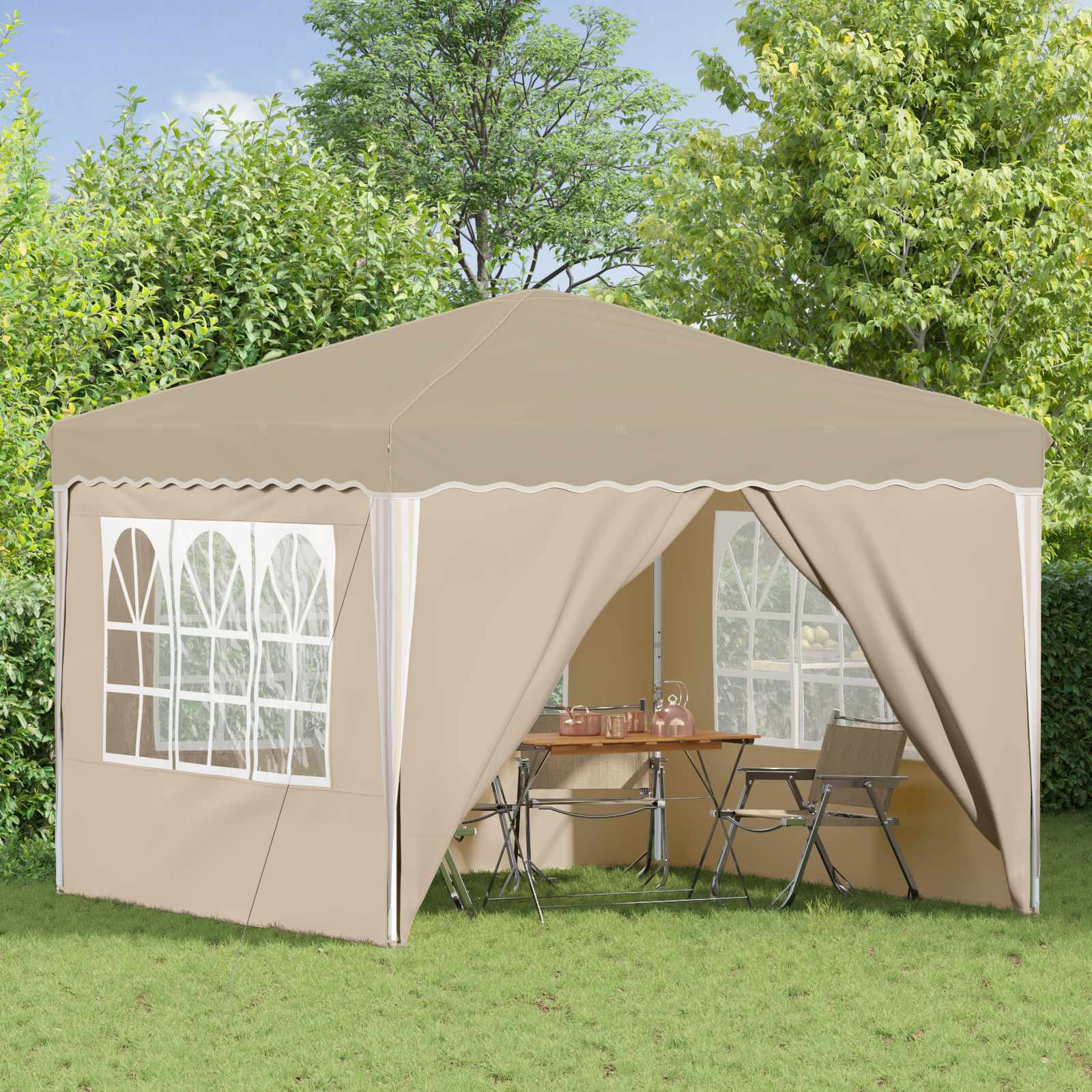 Pop-up Feesttent Crème 288 x 288 x 245 cm Oxford Stof is nu te koop bij PeponiXL, paradijselijk wonen!