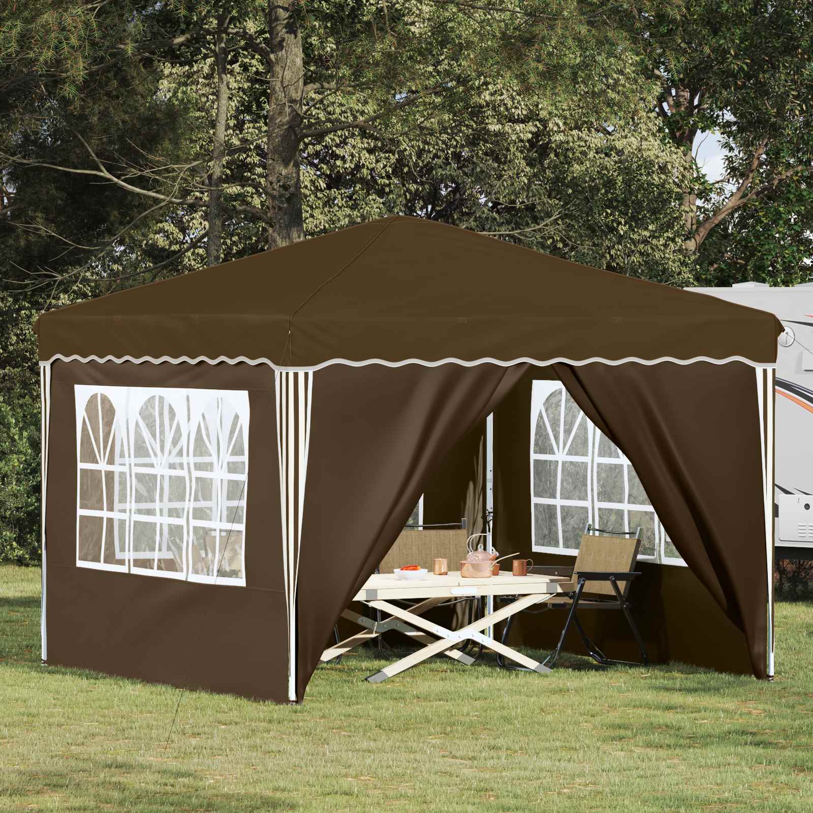 Pop-up Feesttent Taupe 288 x 288 x 245 cm Oxford Stof is nu te koop bij PeponiXL, paradijselijk wonen!