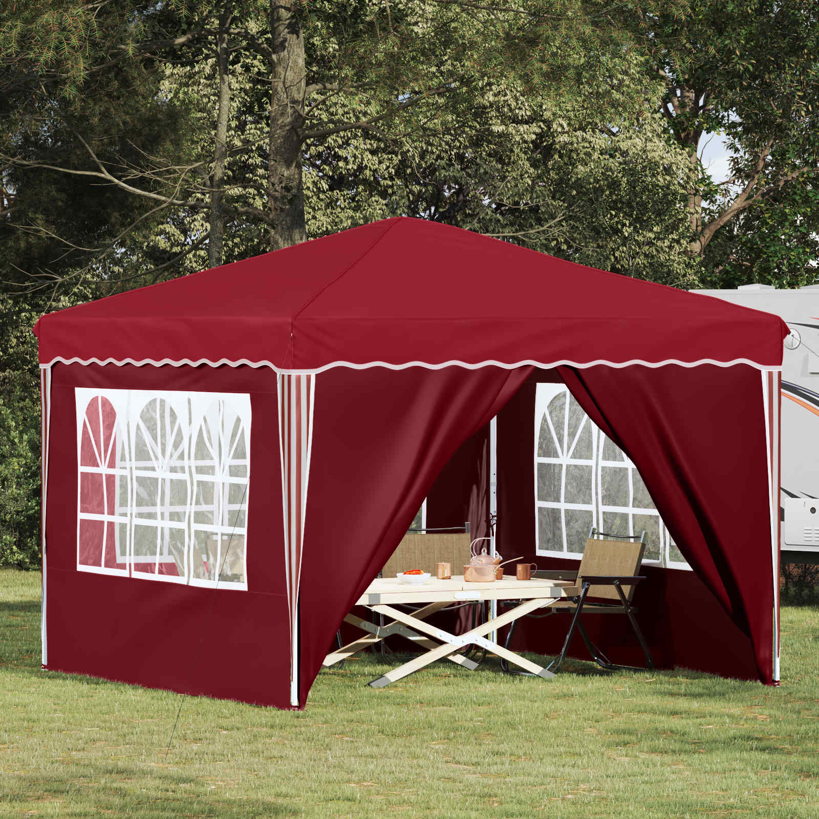 Pop-up Feesttent Bordeauxrood 288 x 288 x 245 cm Oxford Stof is nu te koop bij PeponiXL, paradijselijk wonen!