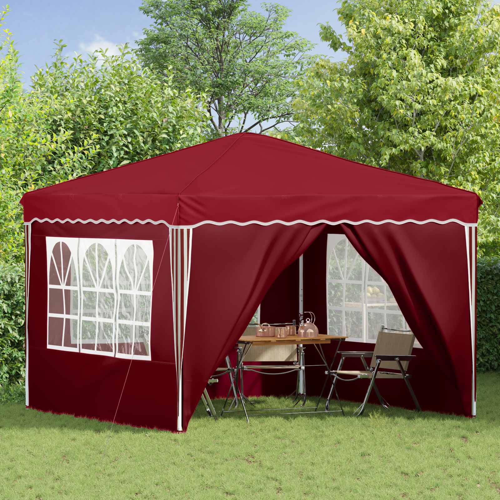 Pop-up Feesttent Bordeauxrood 288 x 288 x 245 cm Oxford Stof is nu te koop bij PeponiXL, paradijselijk wonen!