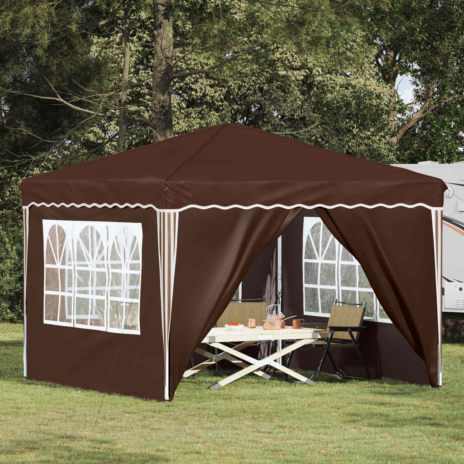 Pop-up Feesttent Bruin 288 x 288 x 245 cm Oxford Stof is nu te koop bij PeponiXL, paradijselijk wonen!