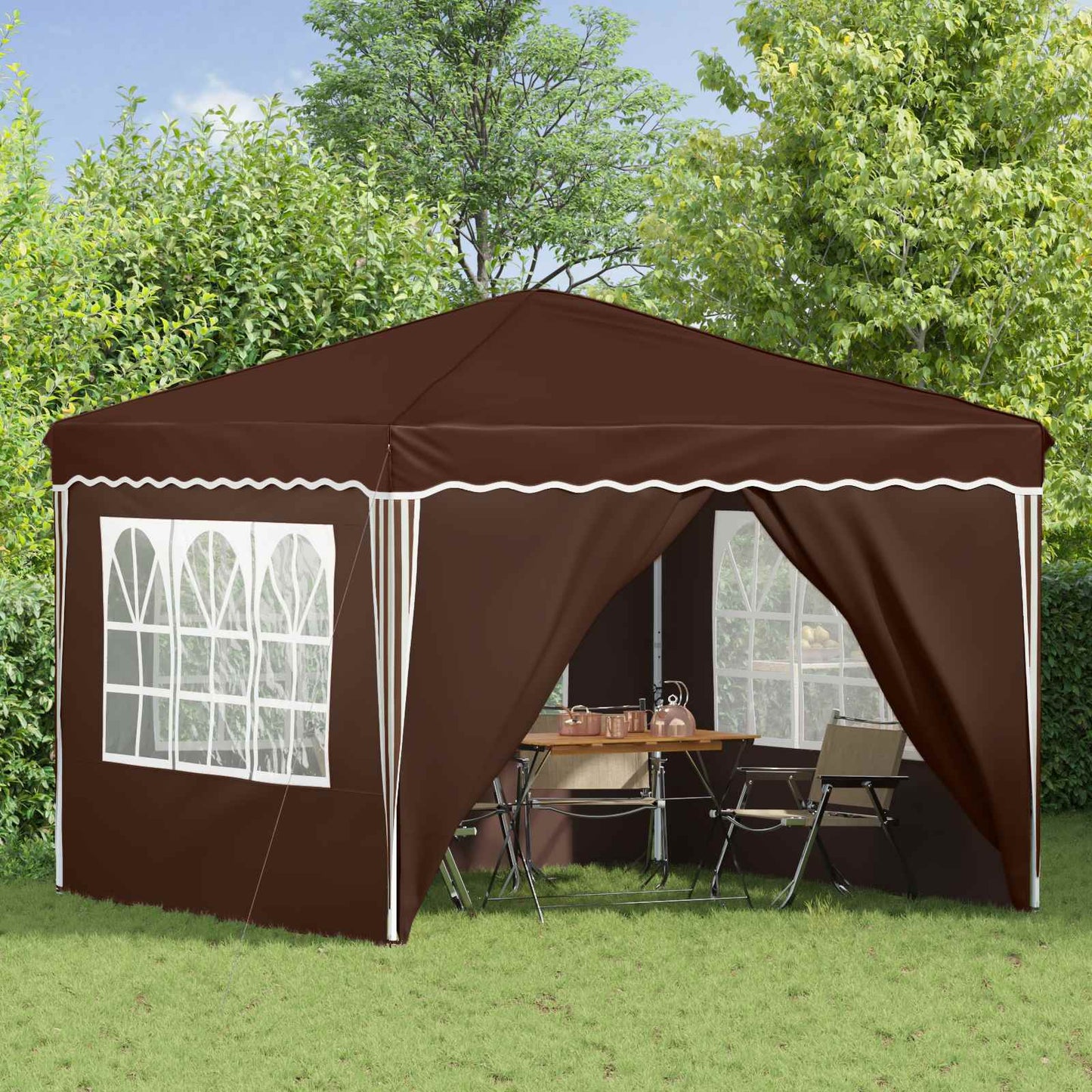 Pop-up Feesttent Bruin 288 x 288 x 245 cm Oxford Stof is nu te koop bij PeponiXL, paradijselijk wonen!