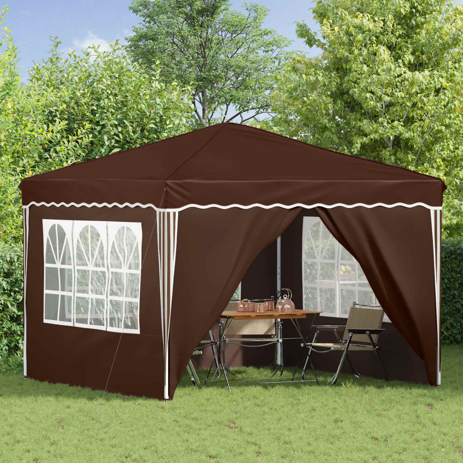 Pop-up Feesttent Bruin 288 x 288 x 245 cm Oxford Stof is nu te koop bij PeponiXL, paradijselijk wonen!
