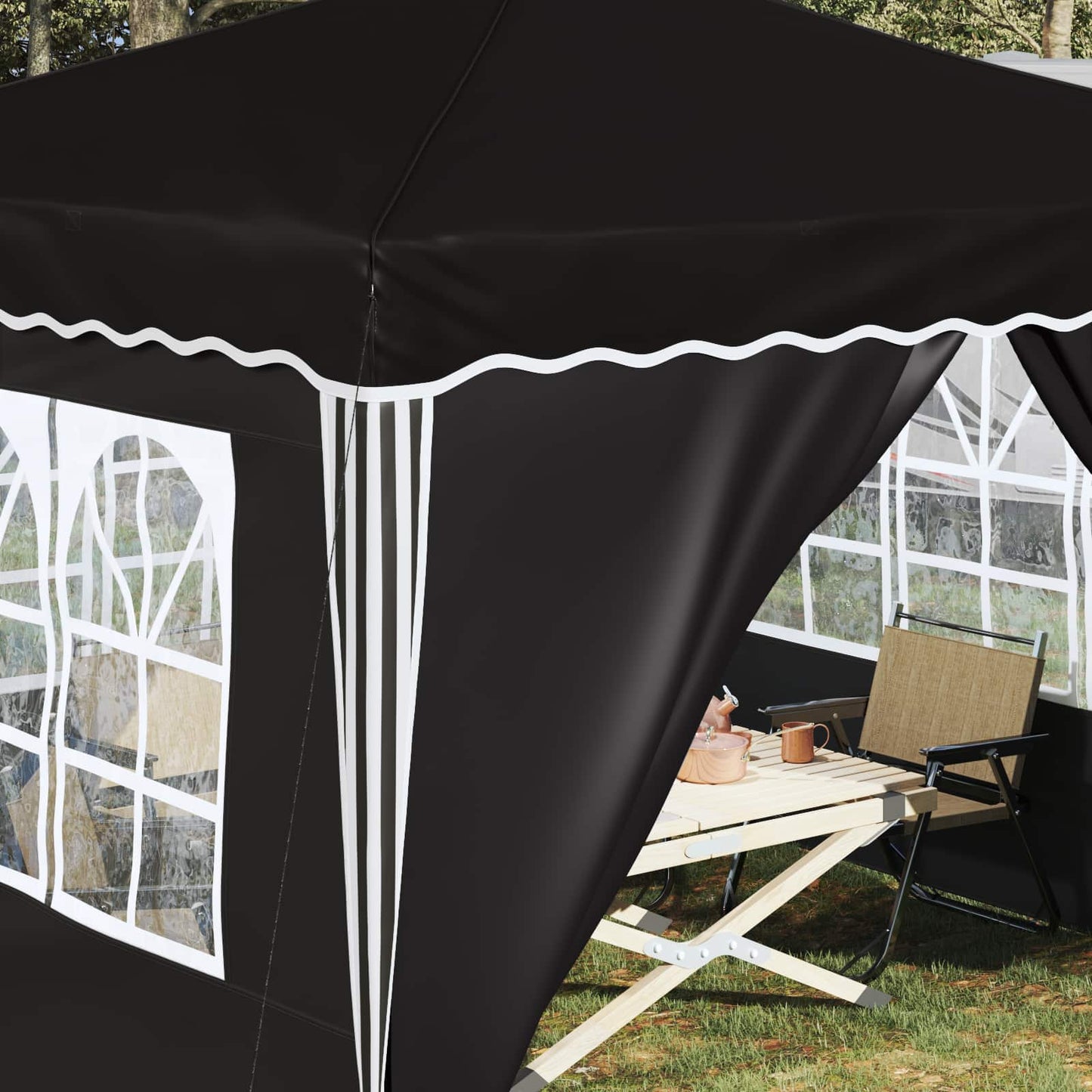 Pop-up Feesttent Zwart 288 x 288 x 245 cm Oxford Stof is nu te koop bij PeponiXL, paradijselijk wonen!
