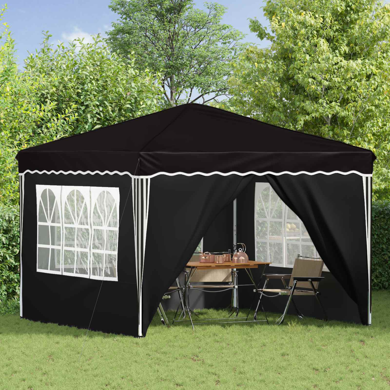 Pop-up Feesttent Zwart 288 x 288 x 245 cm Oxford Stof is nu te koop bij PeponiXL, paradijselijk wonen!