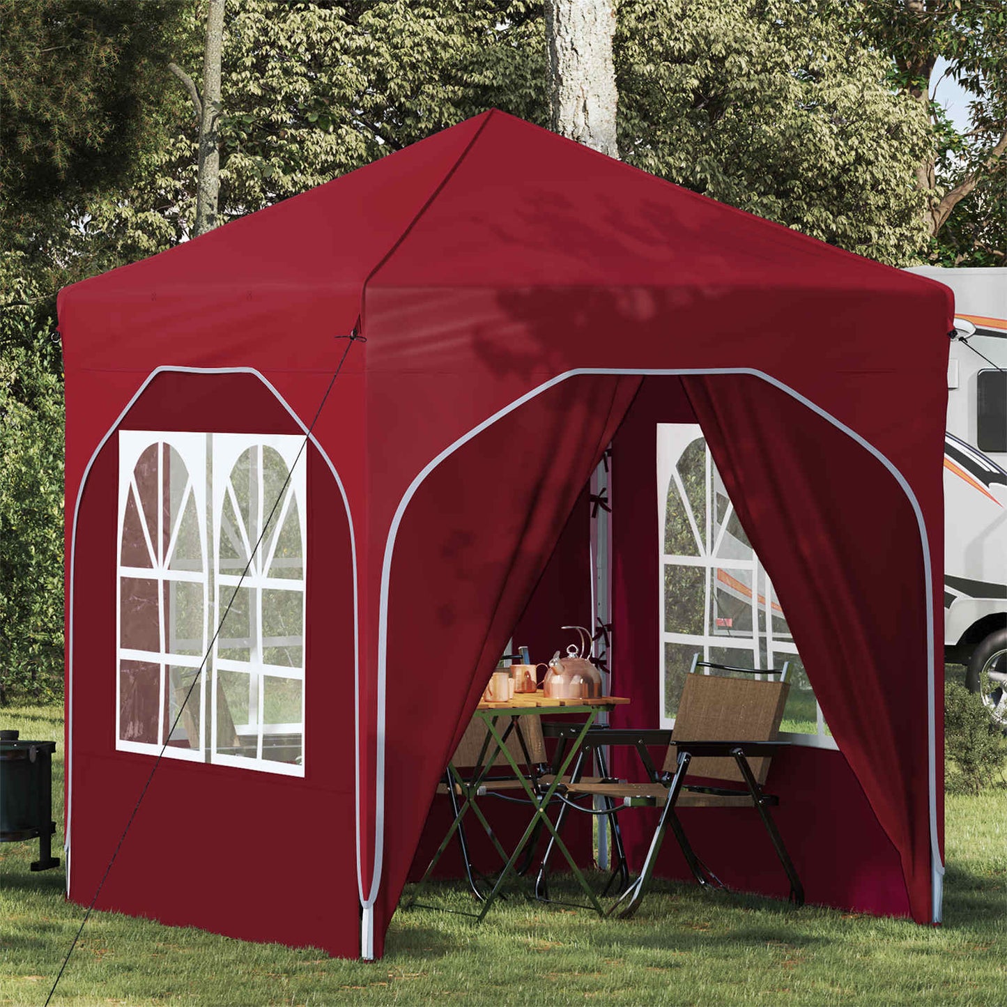 Pop-up Feesttent 192 x 192 x 245 cm Bordeauxrood is nu te koop bij PeponiXL, paradijselijk wonen!