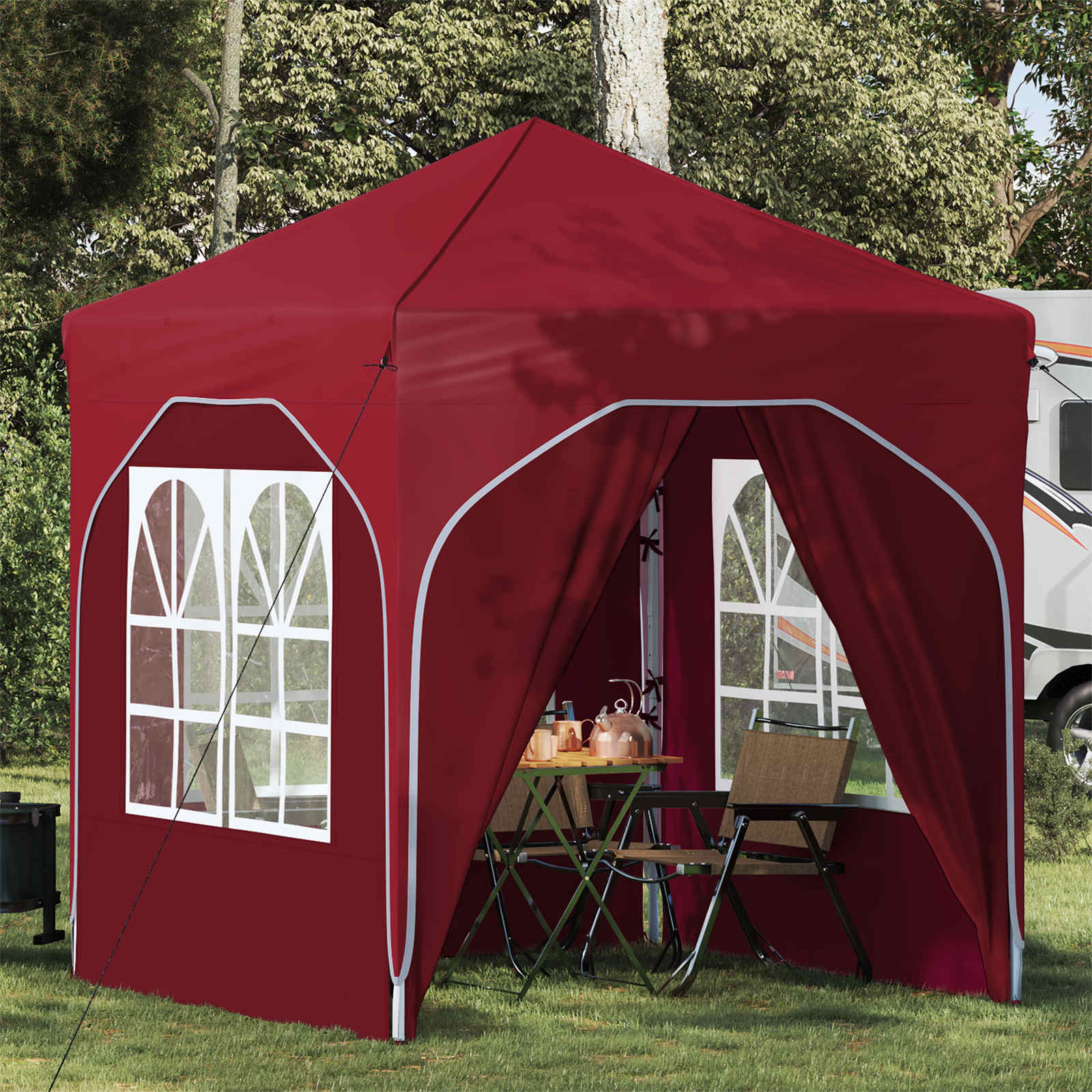 Pop-up Feesttent 192 x 192 x 245 cm Bordeauxrood is nu te koop bij PeponiXL, paradijselijk wonen!