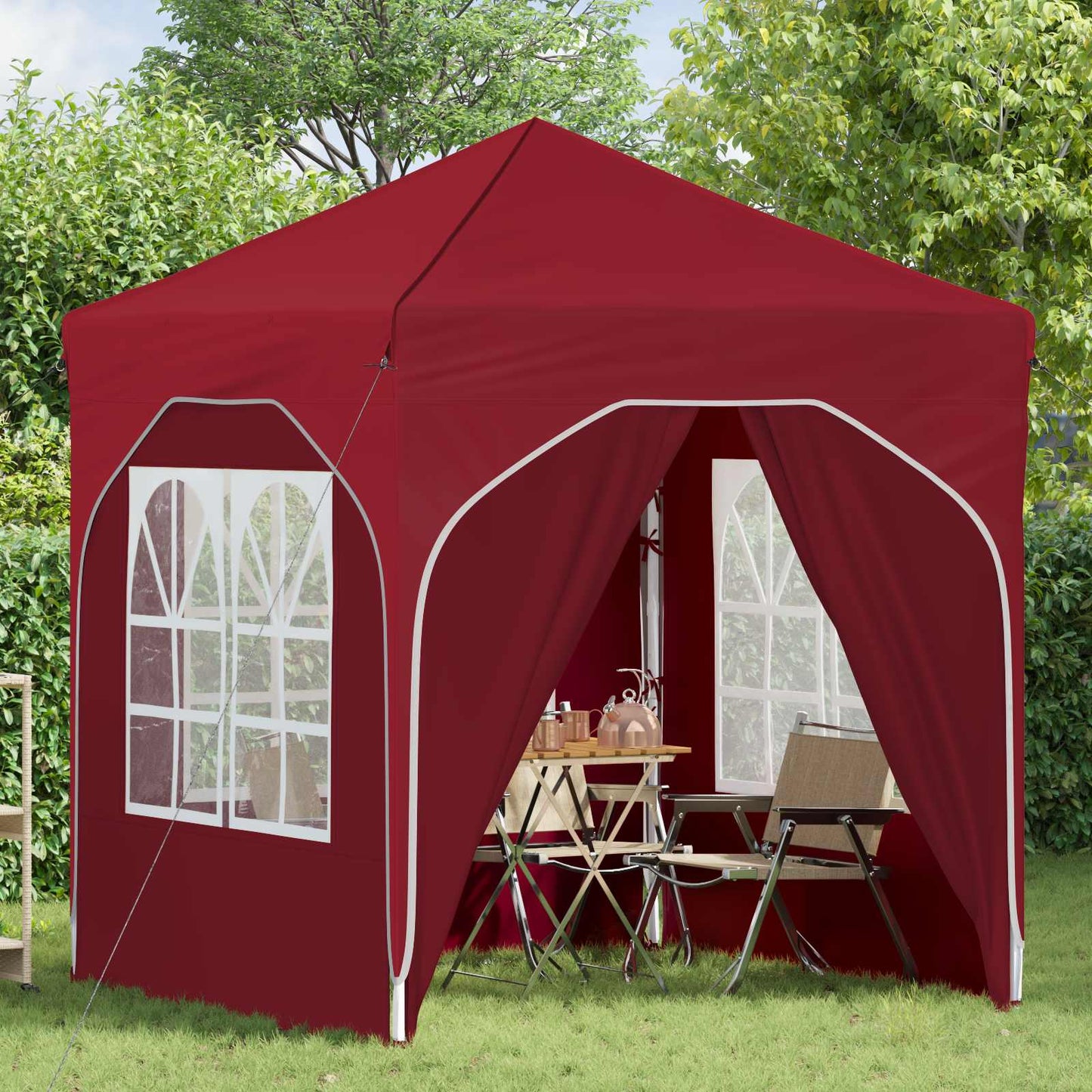 Pop-up Feesttent 192 x 192 x 245 cm Bordeauxrood is nu te koop bij PeponiXL, paradijselijk wonen!
