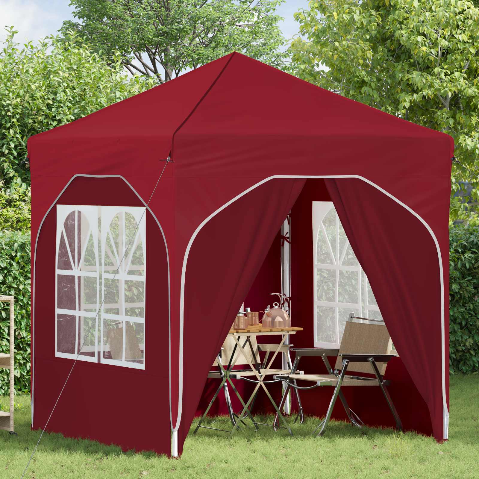 Pop-up Feesttent 192 x 192 x 245 cm Bordeauxrood is nu te koop bij PeponiXL, paradijselijk wonen!
