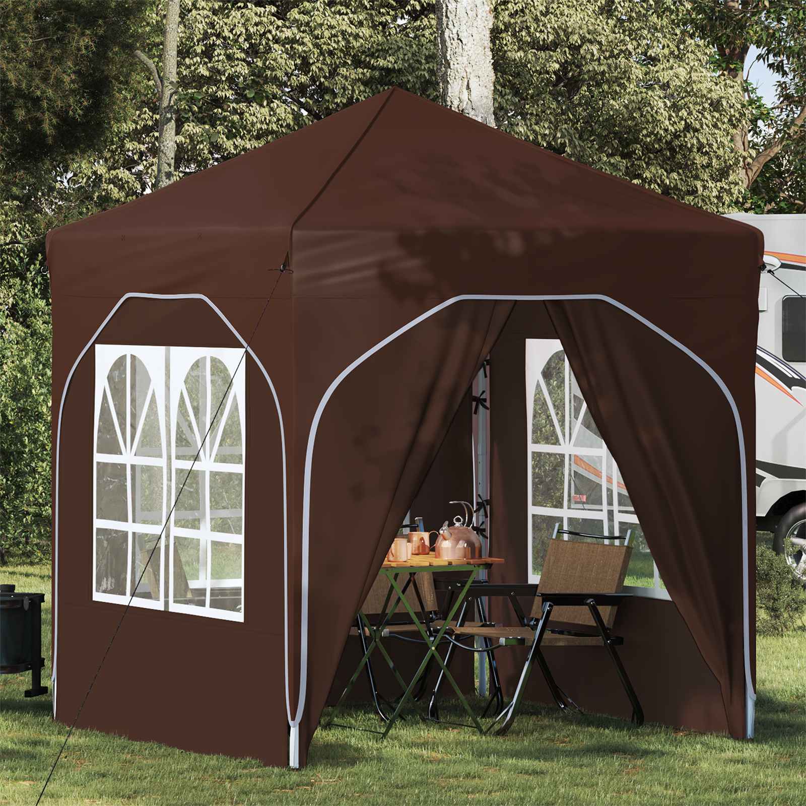 Pop-up Feesttent 192 x 192 x 245 cm Bruin is nu te koop bij PeponiXL, paradijselijk wonen!