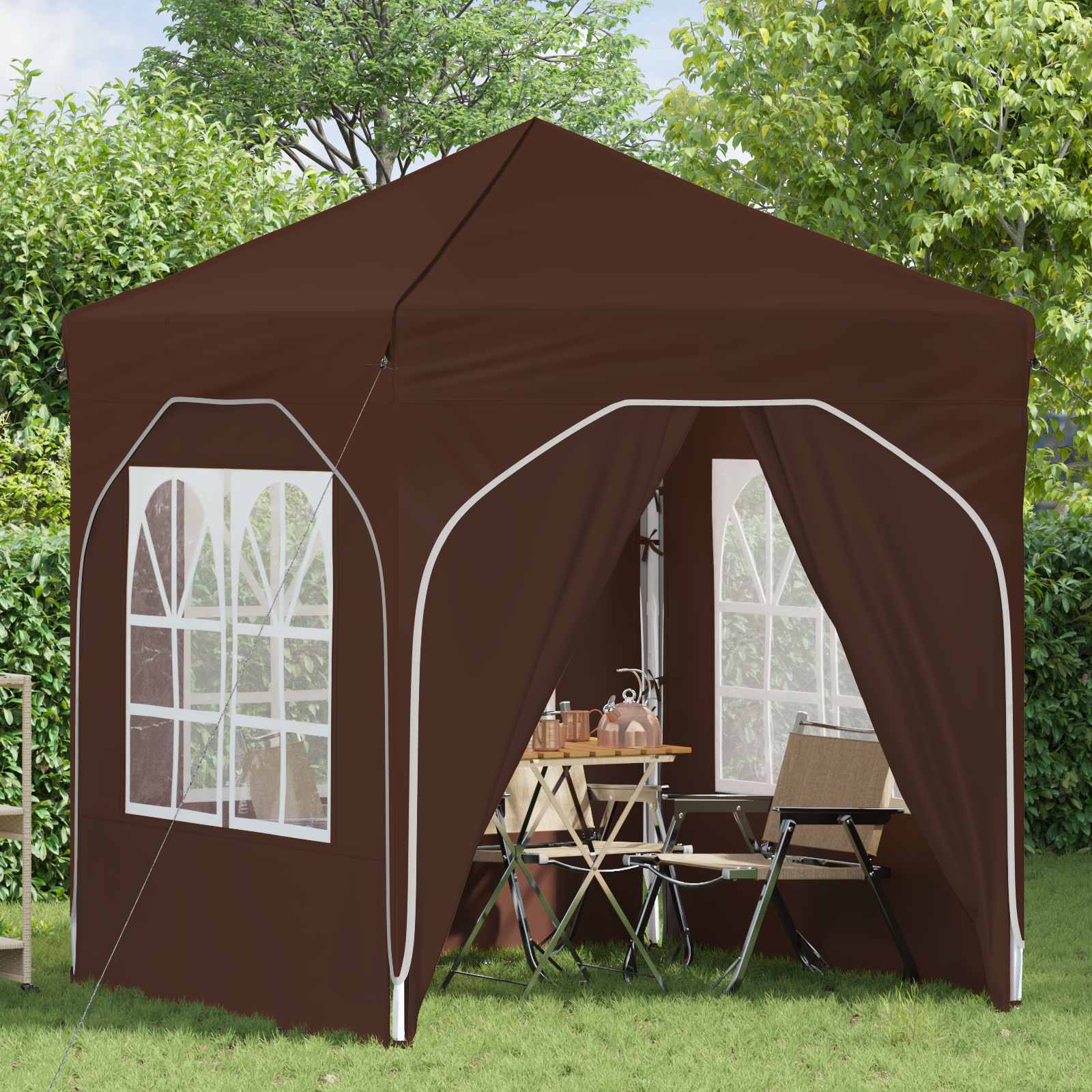 Pop-up Feesttent 192 x 192 x 245 cm Bruin is nu te koop bij PeponiXL, paradijselijk wonen!