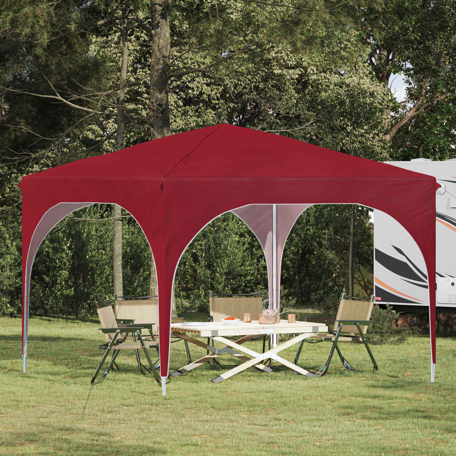Pop-up Feesttent 290 x 290 x 245 cm Bordeauxrood is nu te koop bij PeponiXL, paradijselijk wonen!