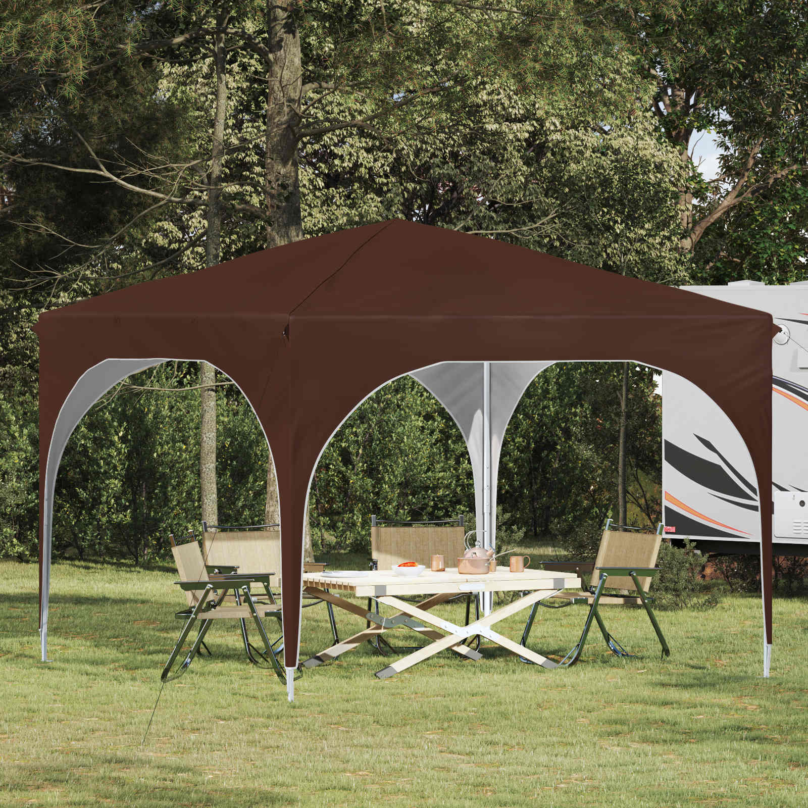 Pop-up Feesttent 290 x 290 x 245 cm Bruin is nu te koop bij PeponiXL, paradijselijk wonen!
