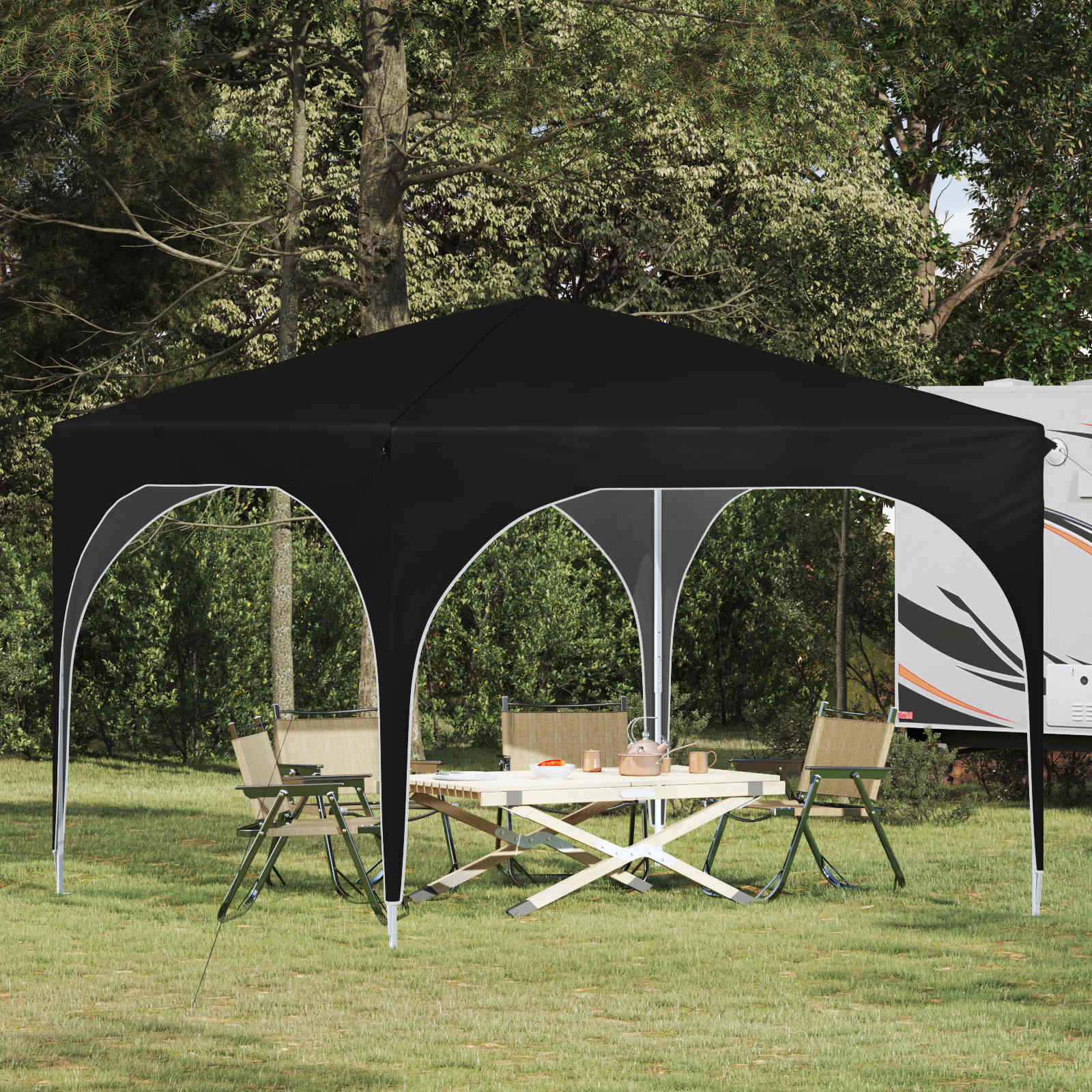 Pop-up Feesttent 290 x 290 x 245 cm Zwart is nu te koop bij PeponiXL, paradijselijk wonen!