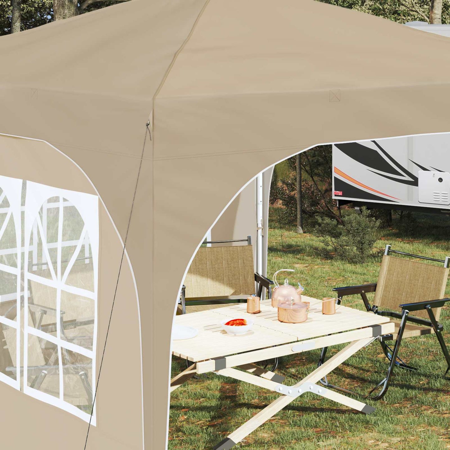 Pop-up Feesttent 290 x 290 x 245 cm Crèmekleurig is nu te koop bij PeponiXL, paradijselijk wonen!