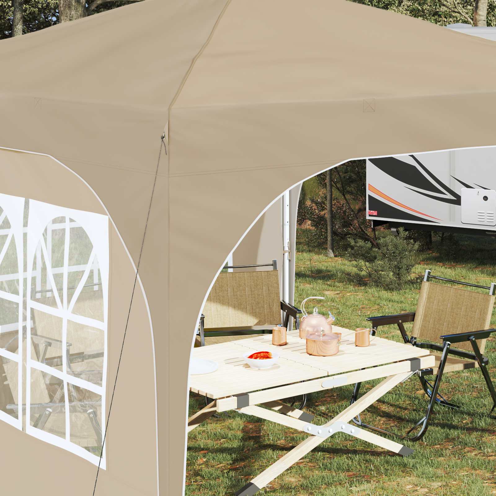 Pop-up Feesttent 290 x 290 x 245 cm Crèmekleurig is nu te koop bij PeponiXL, paradijselijk wonen!